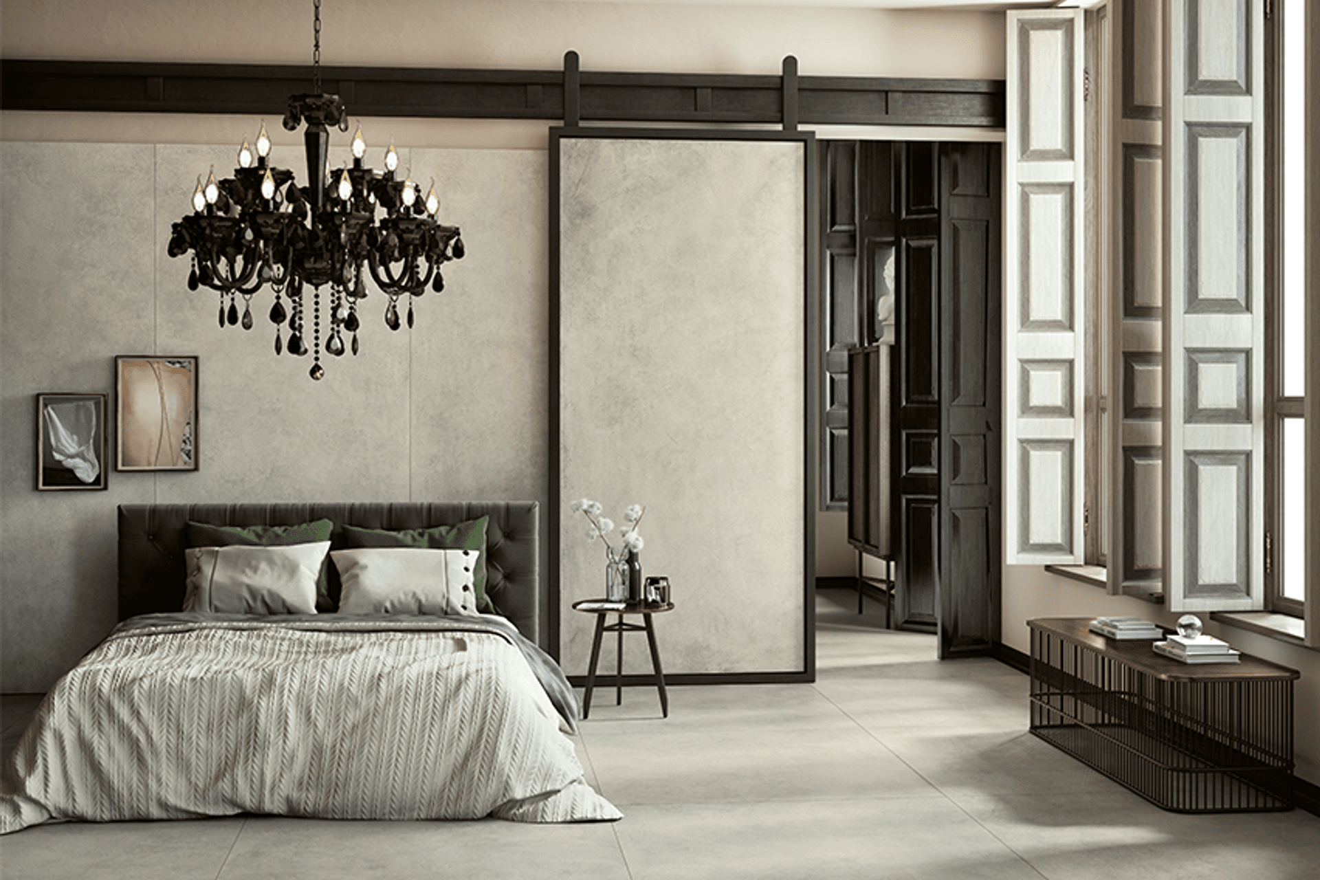 Add a whole new dimension to your bedroom interior with a selection of large-format porcelain stoneware floor and wall tiles.