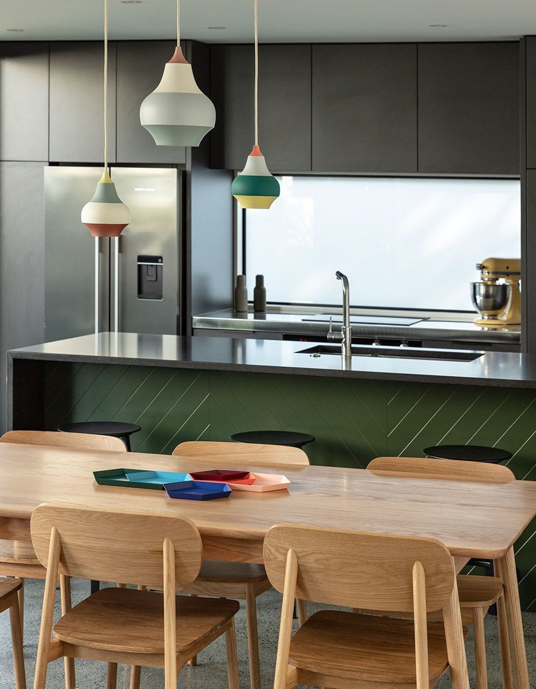 A 'seaweed green' island is a nod to Auckland's coastal location on the isthmus.