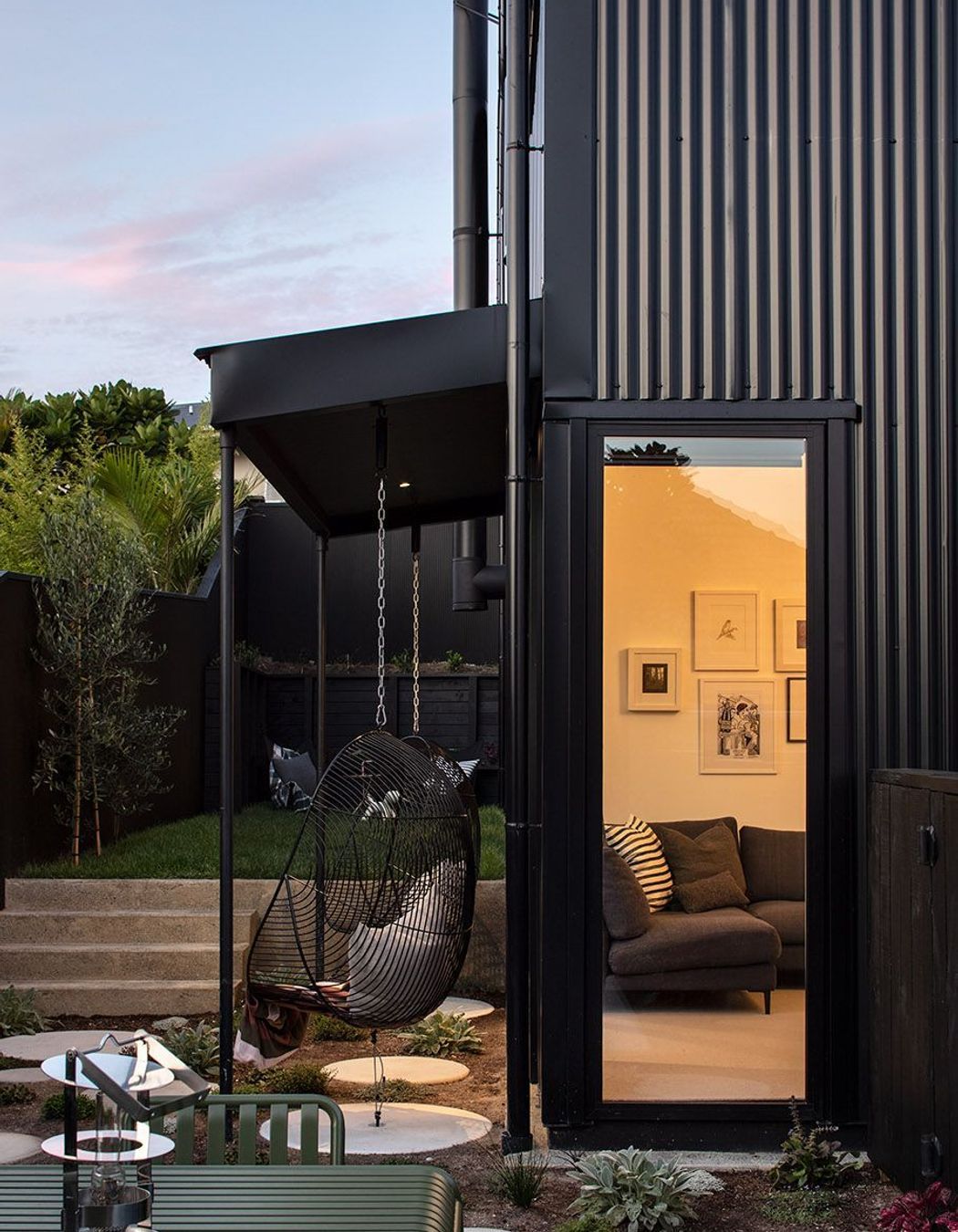 The courtyard and service area with herb garden.