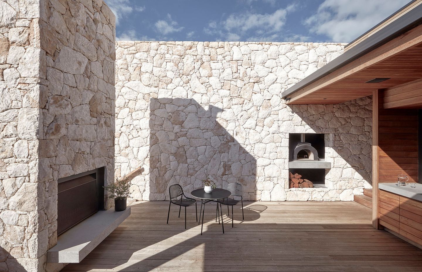 Timber decking comes in light and dark tones.