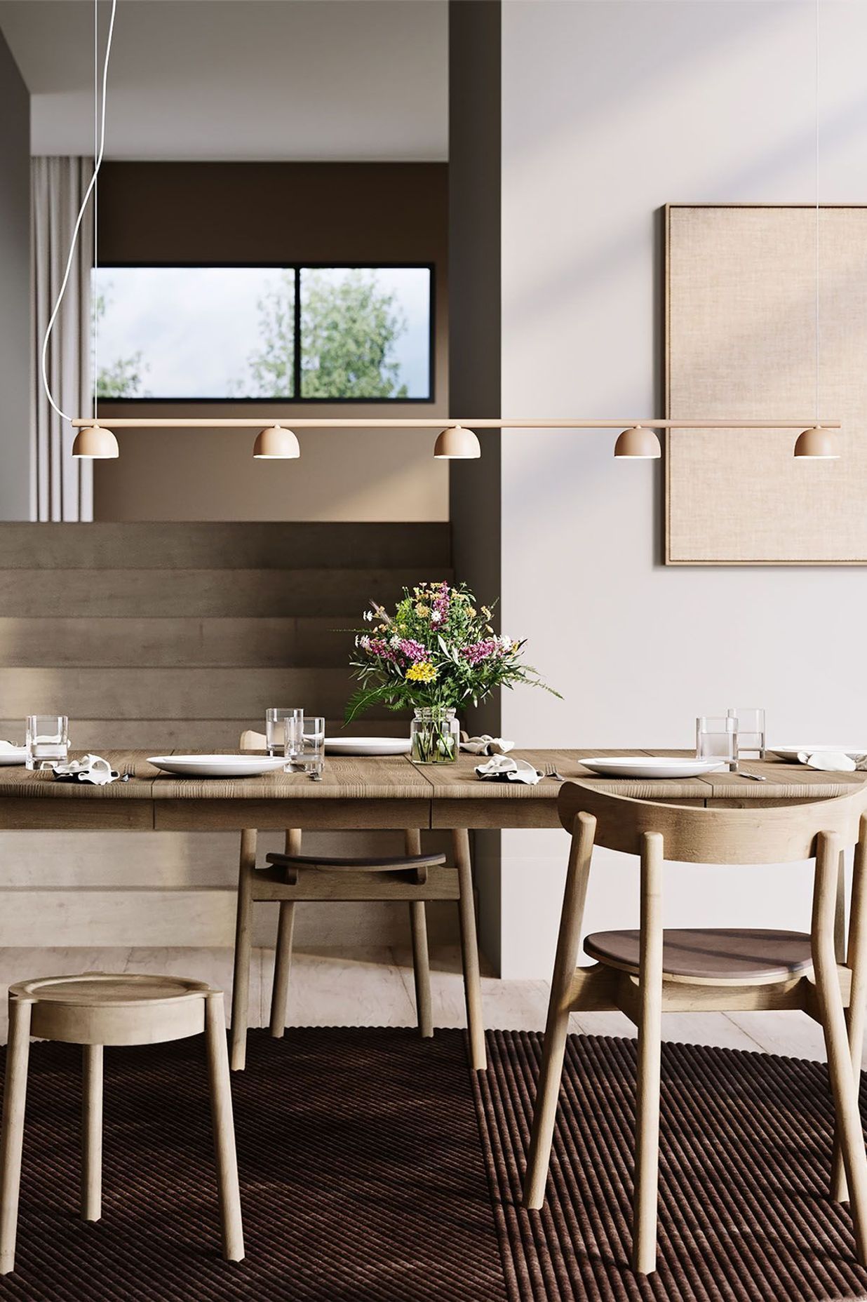 Blush Rail 5 Pendant Lamp from Coombes and Gabbie Lighting Design