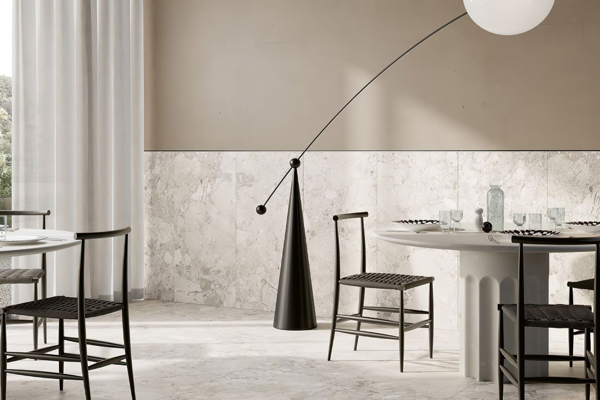 Rectangular shaped tiles are a popular choice as a floor tile however, they can also be used in creative ways throughout the home. In this example, our luxurious Brosa tiles are laid vertically across the wall to create a modern dado effect.