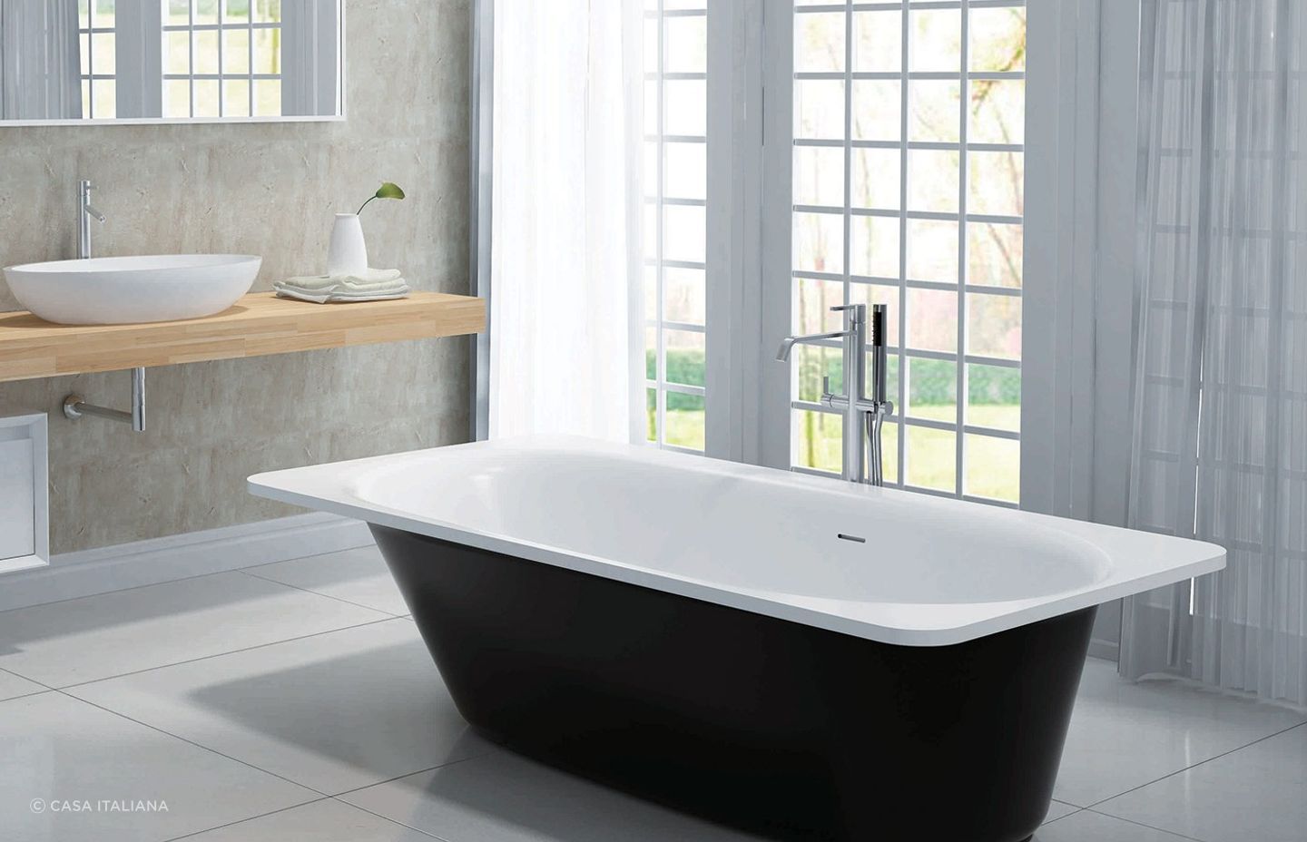 With its almost tapered design, the California Bath from Casa Italiana is an elegant way to enhance the illusion of space.