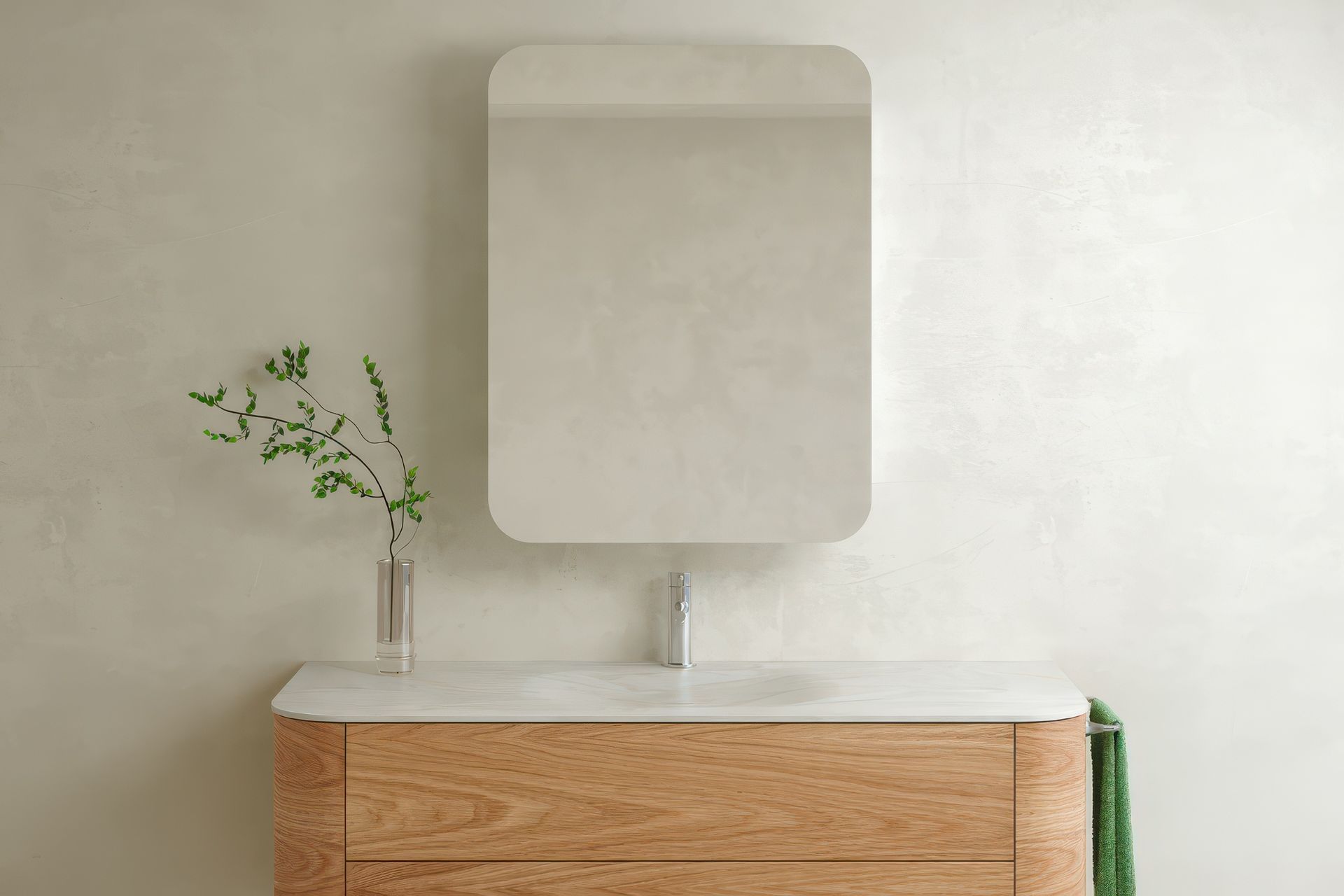 Vanity shown features Corian® Artista Canvas