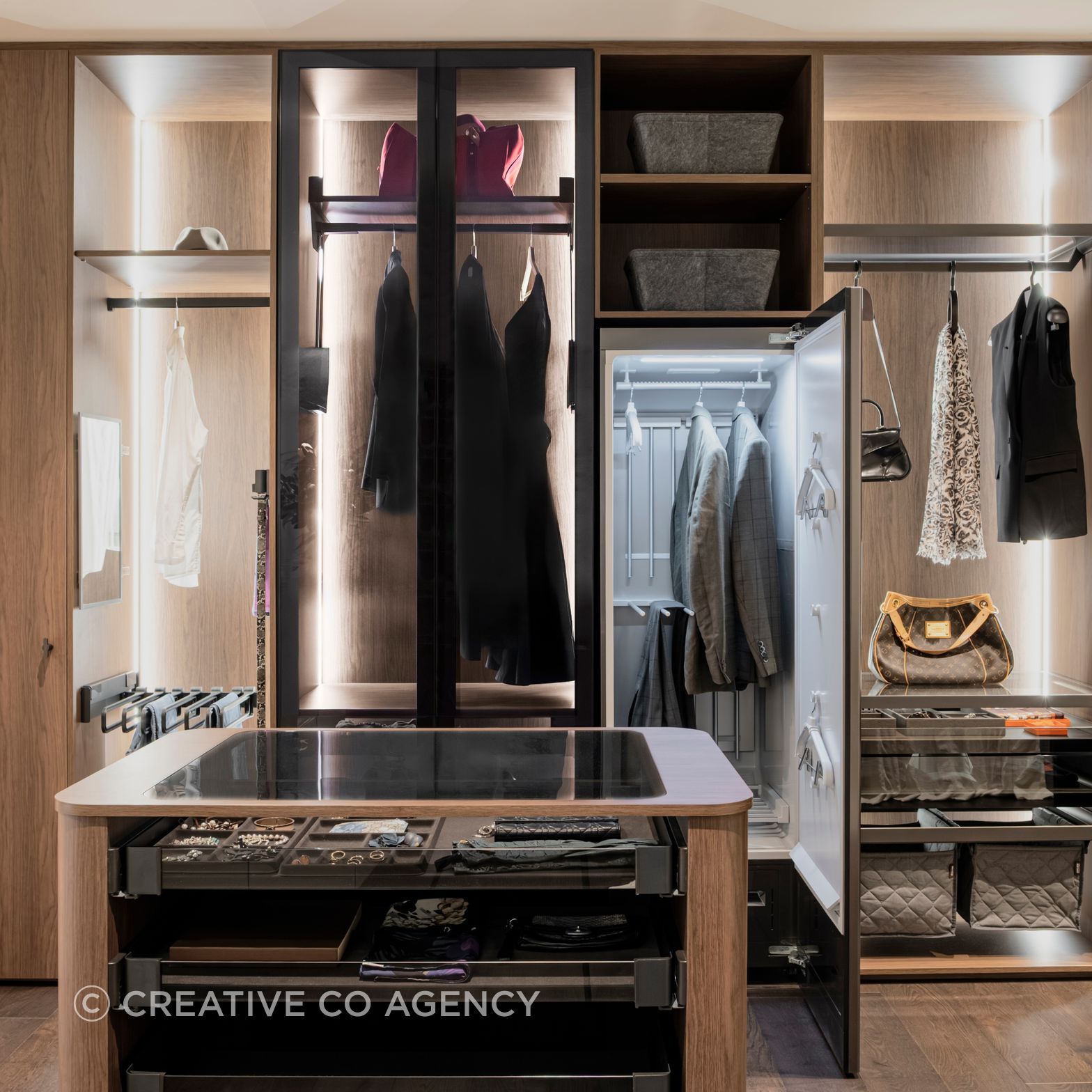 Experience luxury wardrobing in the CBGH Studio. Both in materiality and functional hardware to a refresh clothes cabinet.