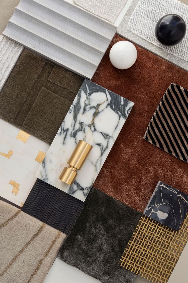 This luxe and elegant board was created for a client's new home theatre, bar, and wine cellar.