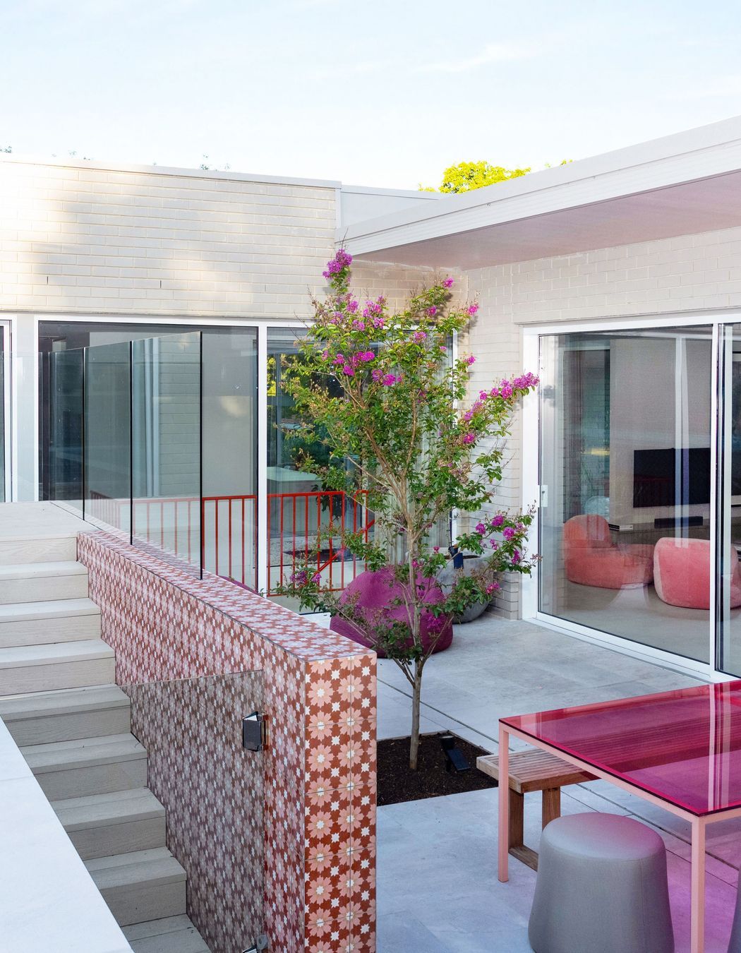 Narrabundah Haven in Canberra, featured in Inside Out magazine. Luna Chiaro Limestone creates seamless indoor-outdoor flow in this mid-century inspired home. A 2025 project where natural stone brings both beauty and the feeling of being "eternally on holiday."