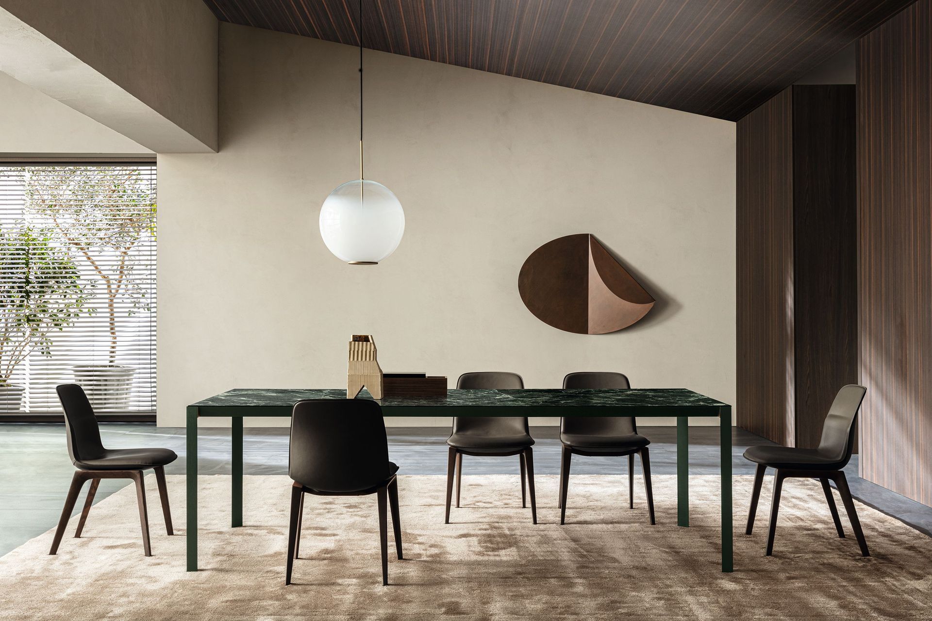 Part of a collection of square and rectangular tables designed by Michael Anastassiades, the Half A Square table is minimalist in design but rich in the combination of materials.
