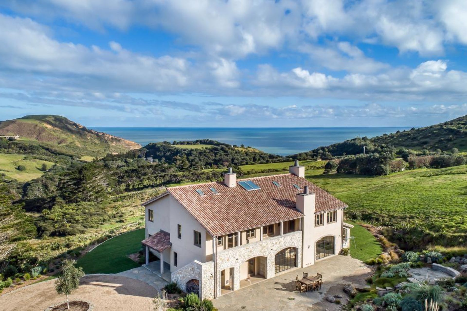 This Mediterranean-style house in the Far North looks right at home with its clay tile roof.