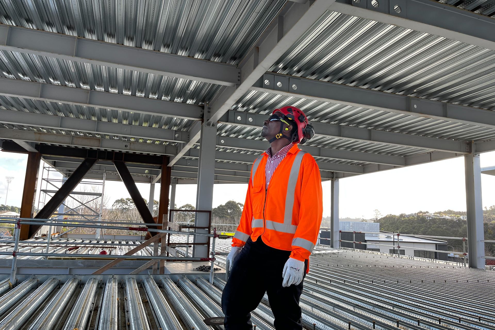 Comflor installation on multi-level commercial building.