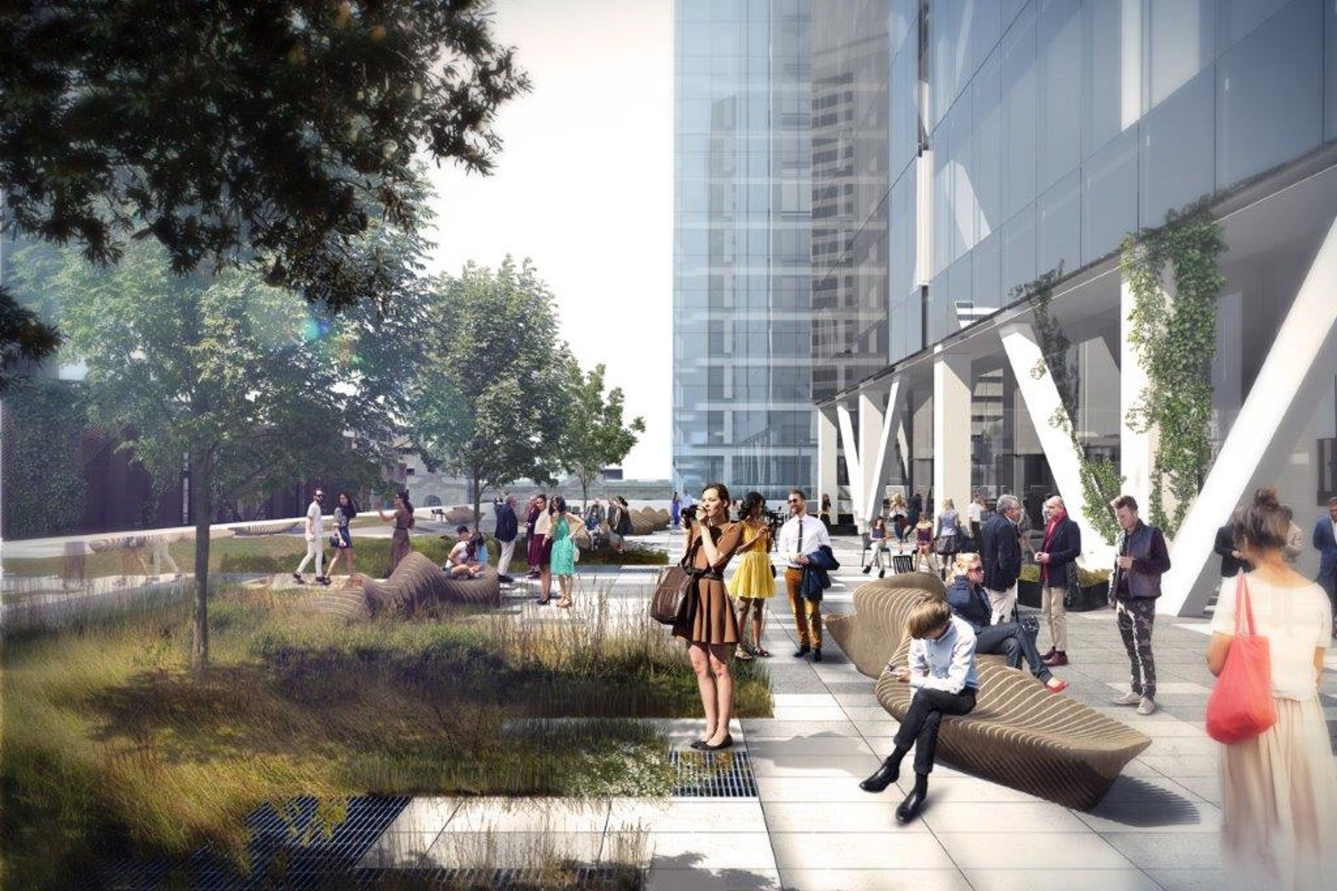 An artist's impression of the 1400m2 sky terrace at Commercial Bay.