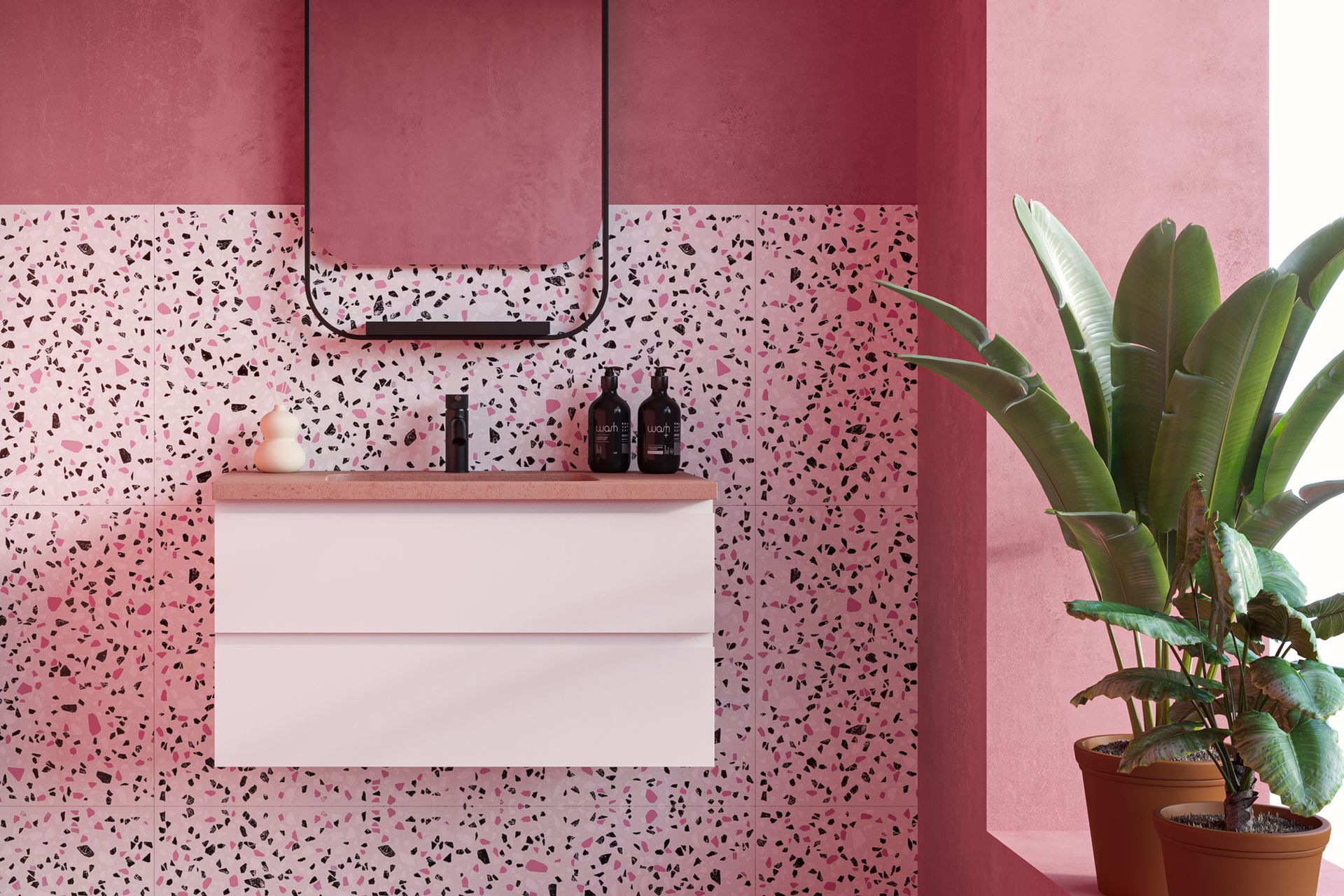 The coloured concrete can accentuate and complement a wider colour palette.