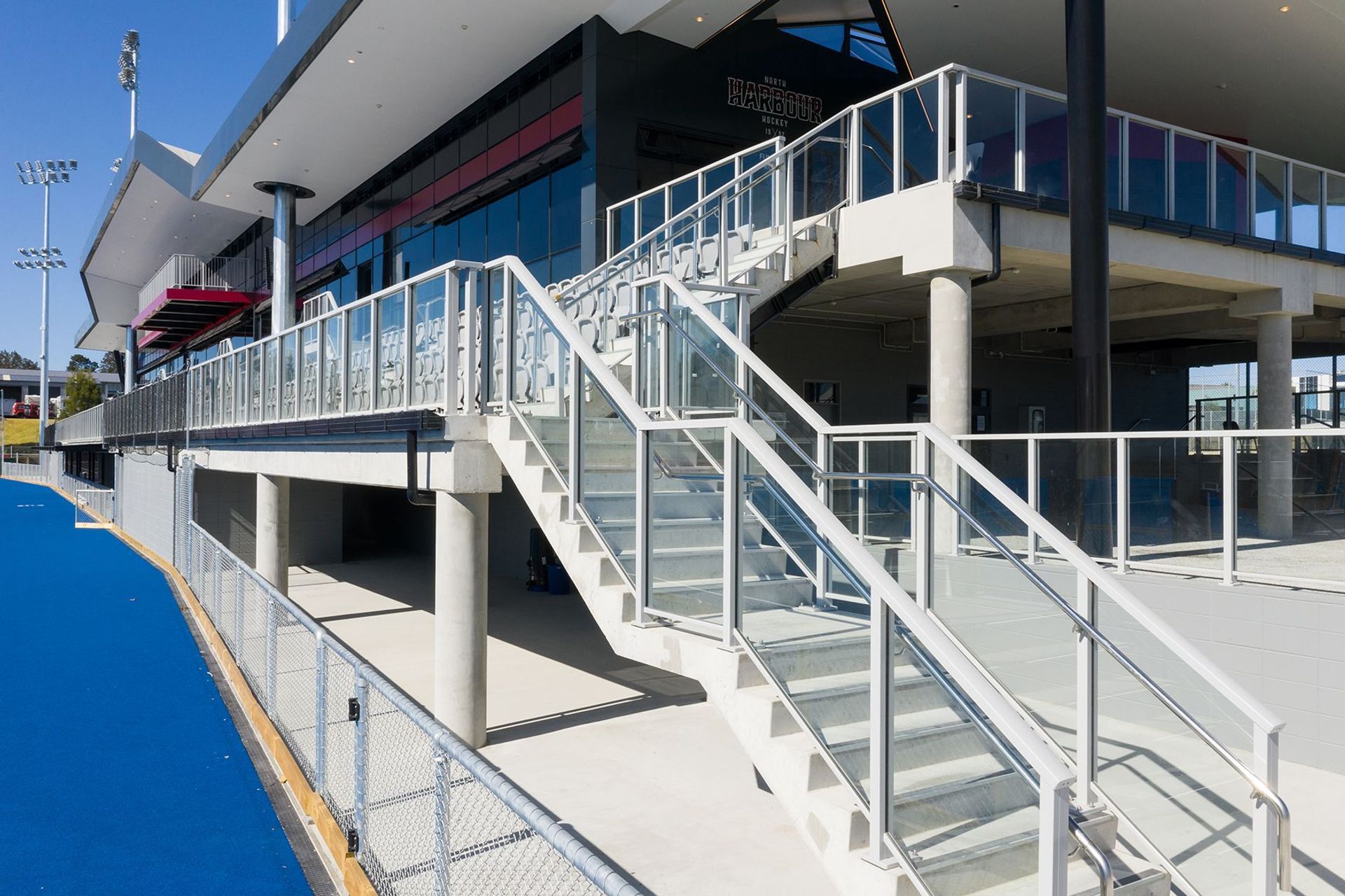 The company also installed stainless steel handicap-accessible handrails and handicap-assist hoops to the stairways.