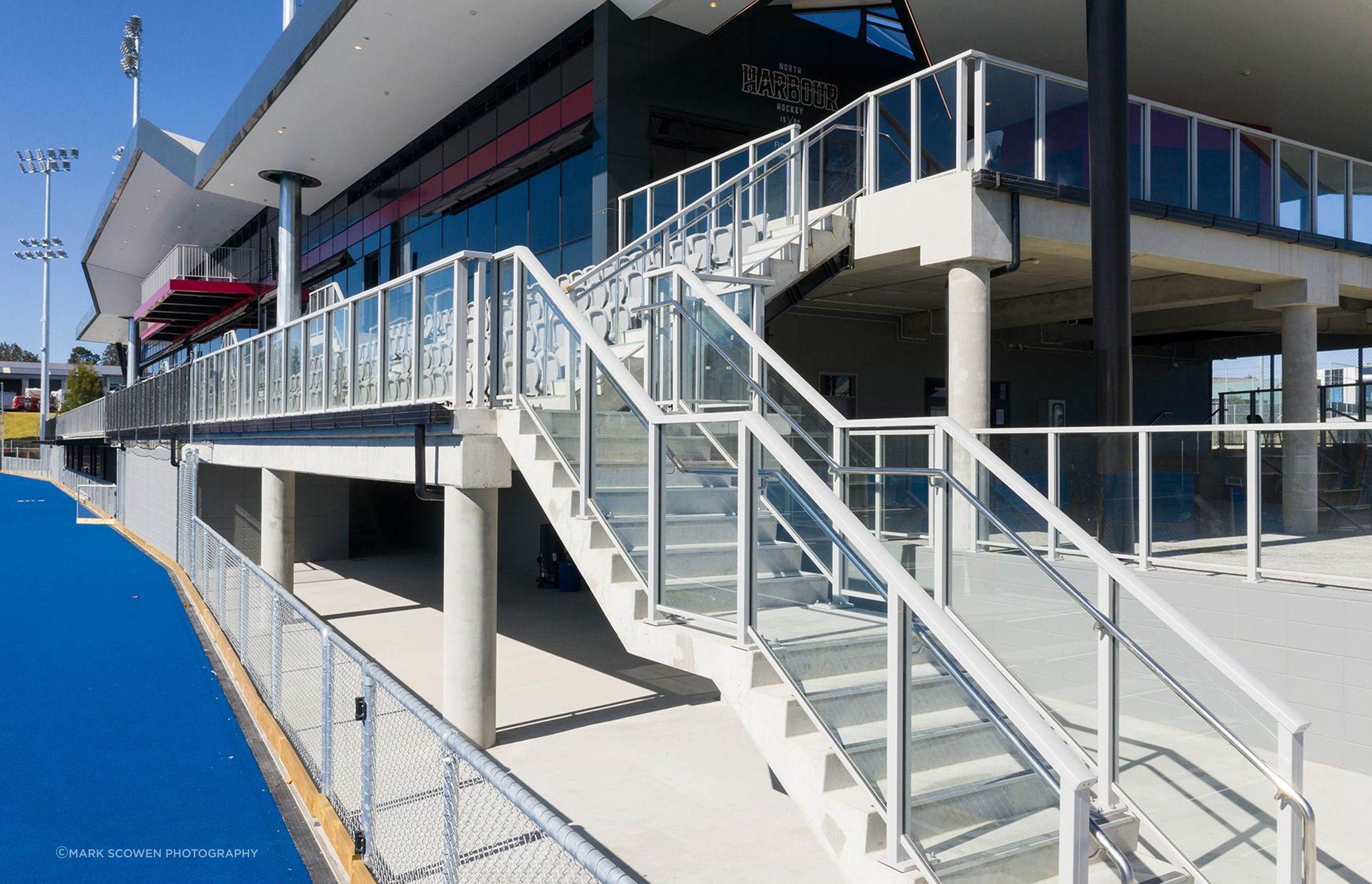 The company also installed stainless steel handicap-accessible handrails and handicap-assist hoops to the stairways.