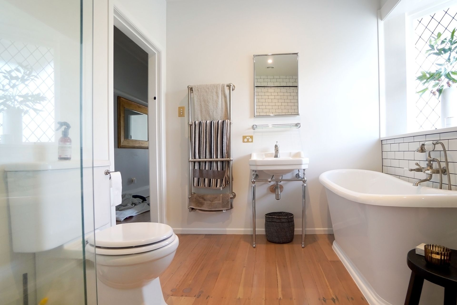 Small Bathroom With a Sliding Door