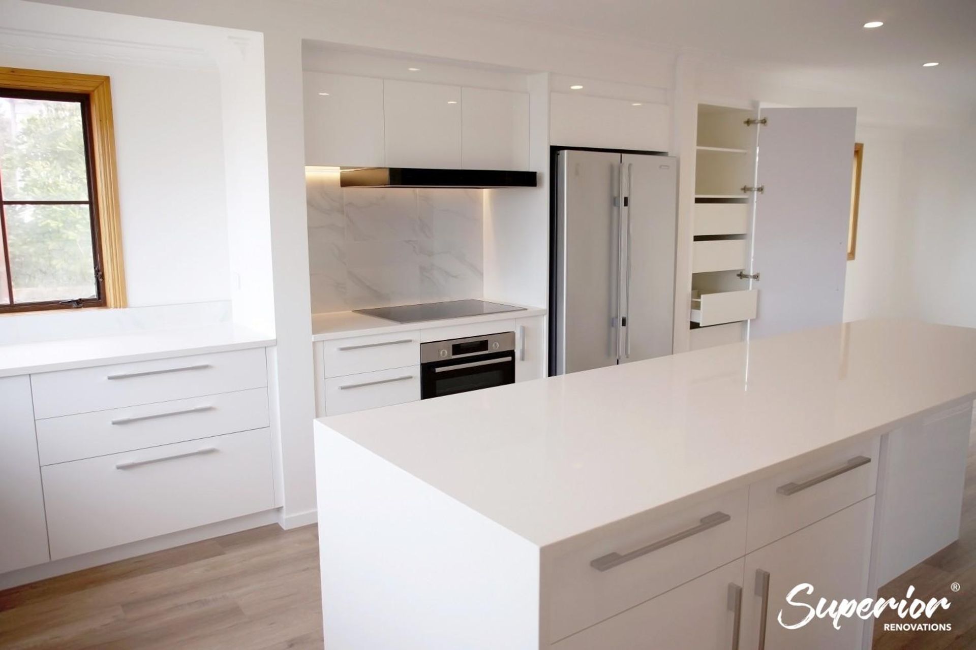 Kitchen renovation in Blockhouse Bay – This island provides plenty of storage cabinets as well as counter space
