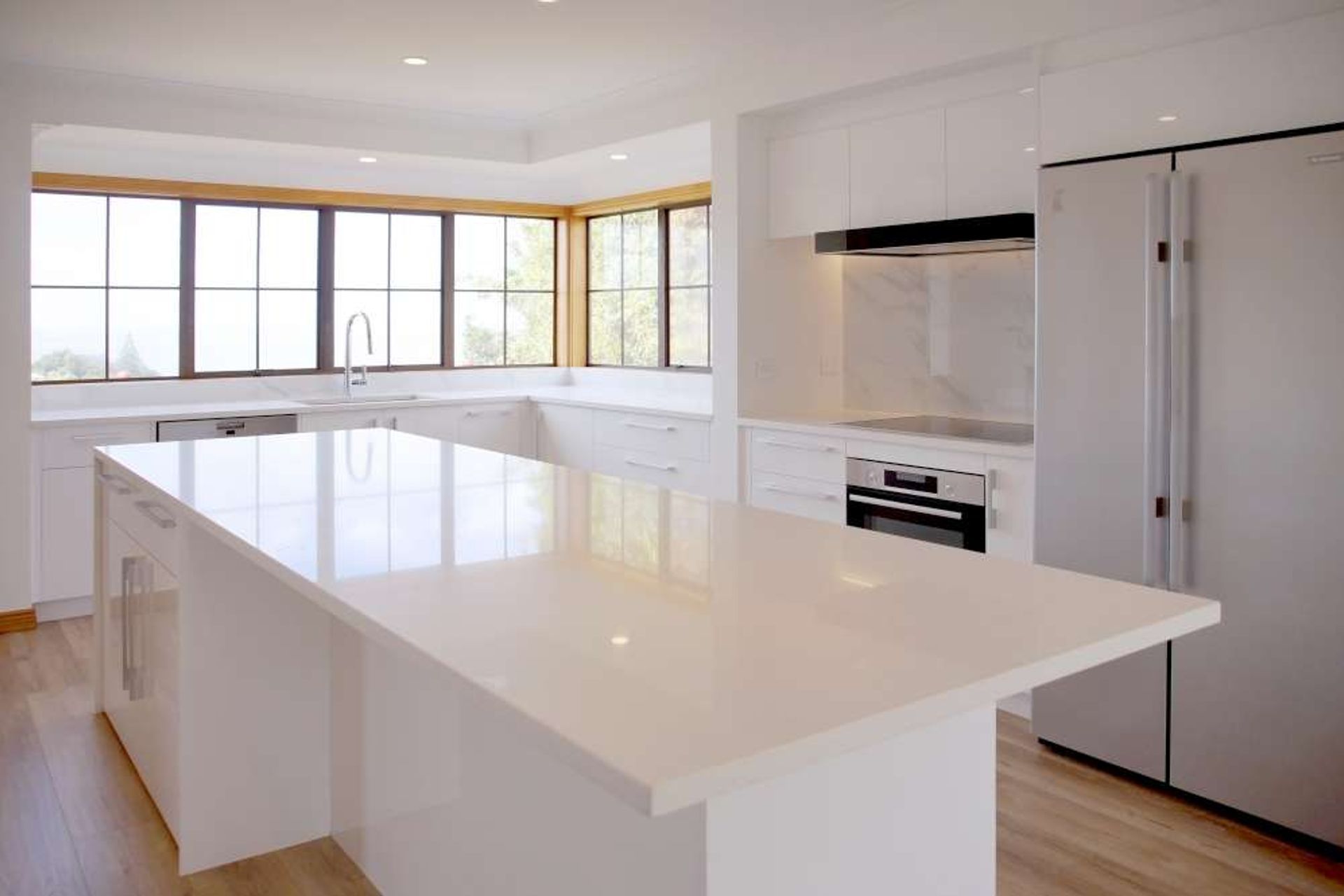 This L-shaped island from our renovation in Blockhouse Bay is installed a good distance from the counters