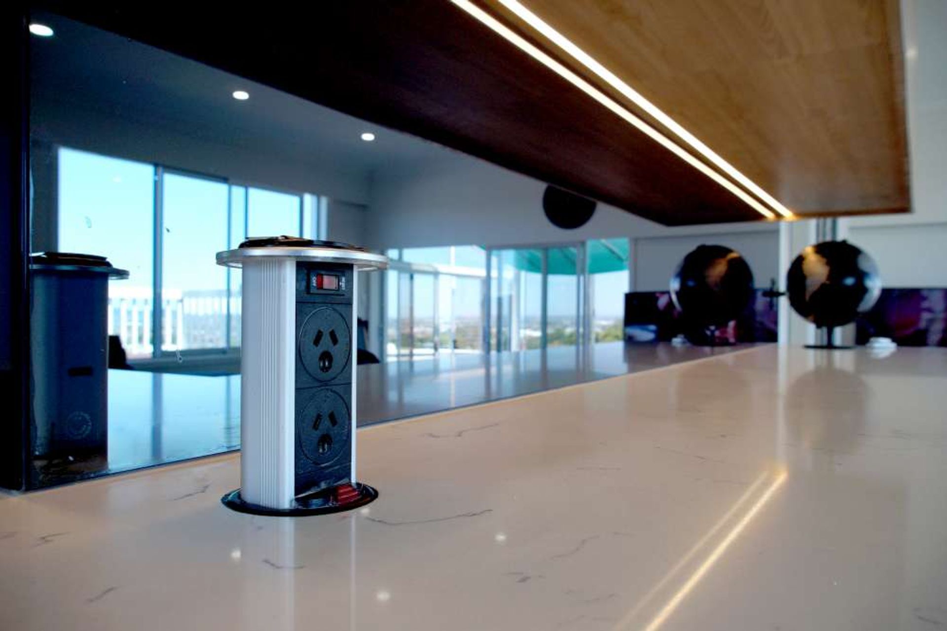 The above plug points can be pushed back into the countertop when not needed