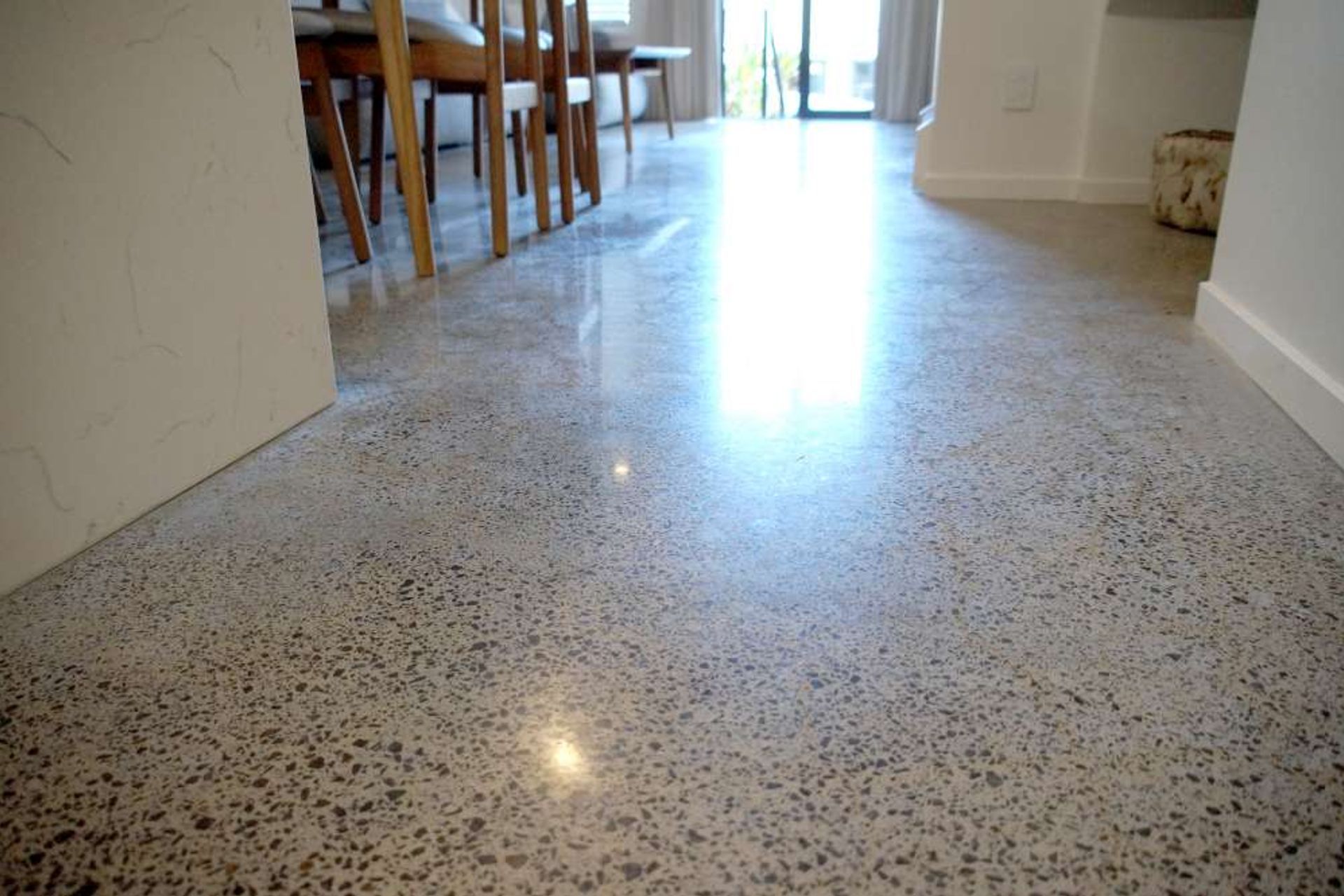 Poured concrete floor was chosen for this kitchen in Parnell