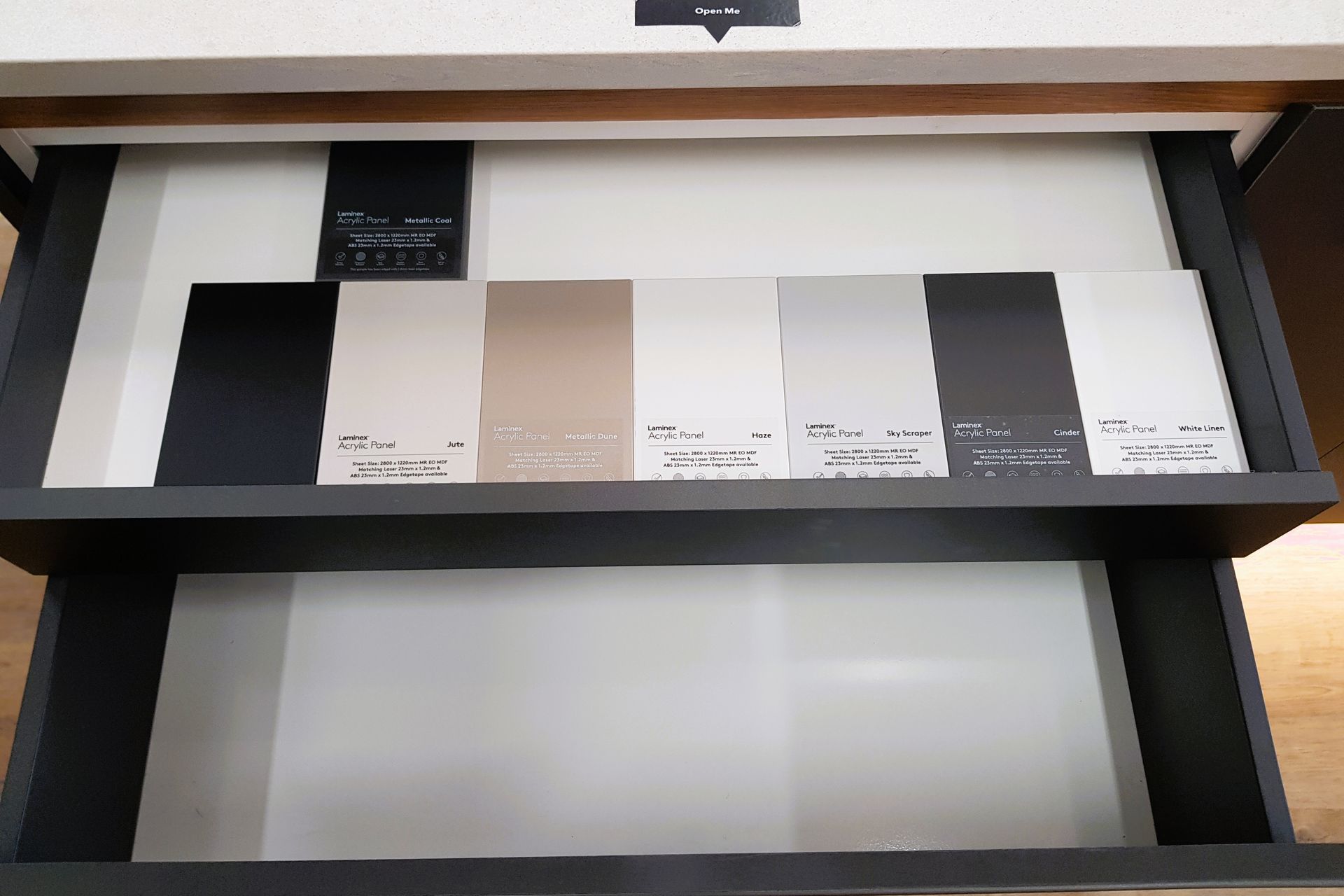 When you open one of our hidden drawers, you will see all the other colours that you can use to customise your kitchen in the style that you would like.