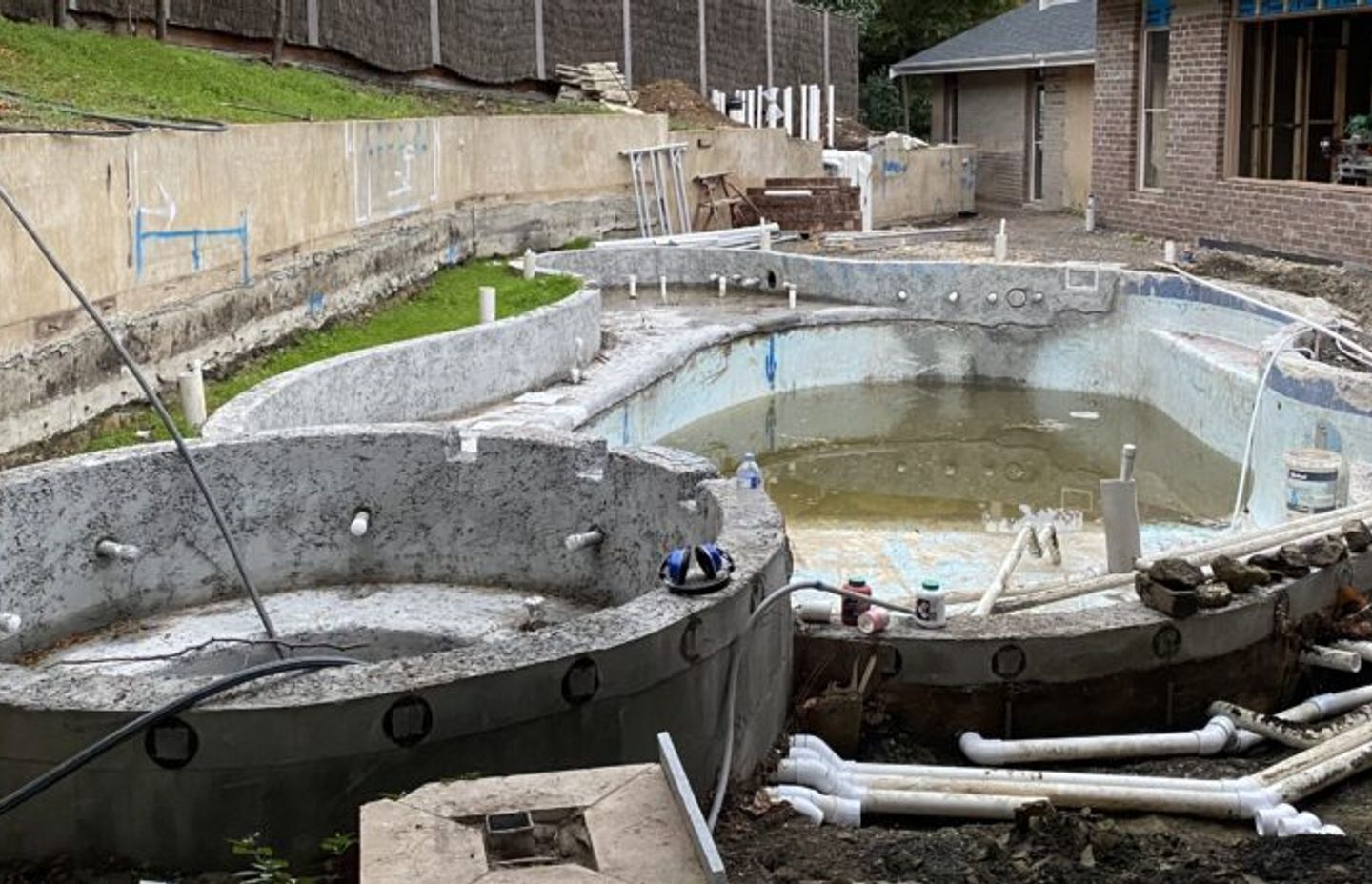 The pool shell is fabricated and poured.