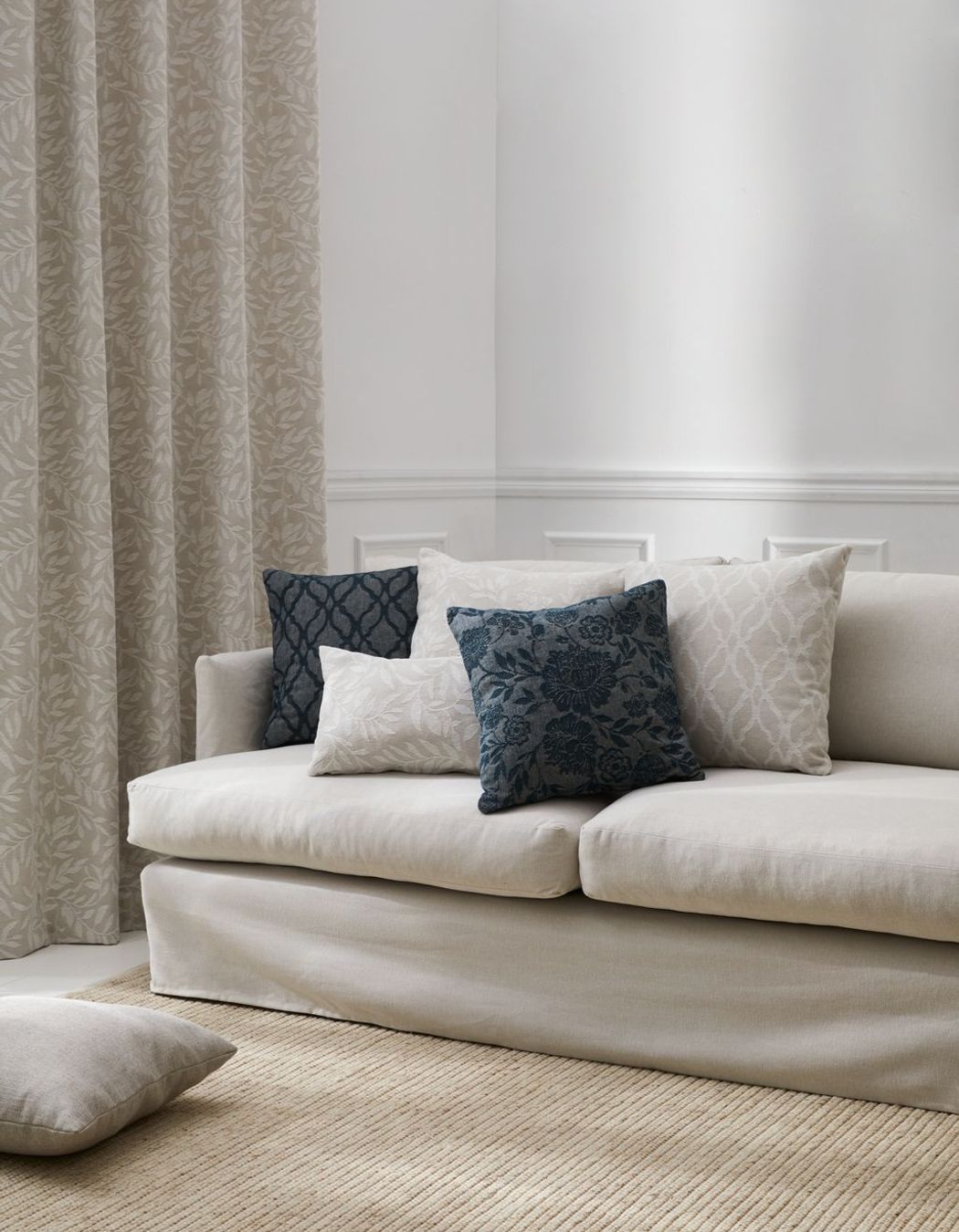 Image credit: Drapery fabric is Frances Ivory from the Elsie Collection by Warwick Fabrics.