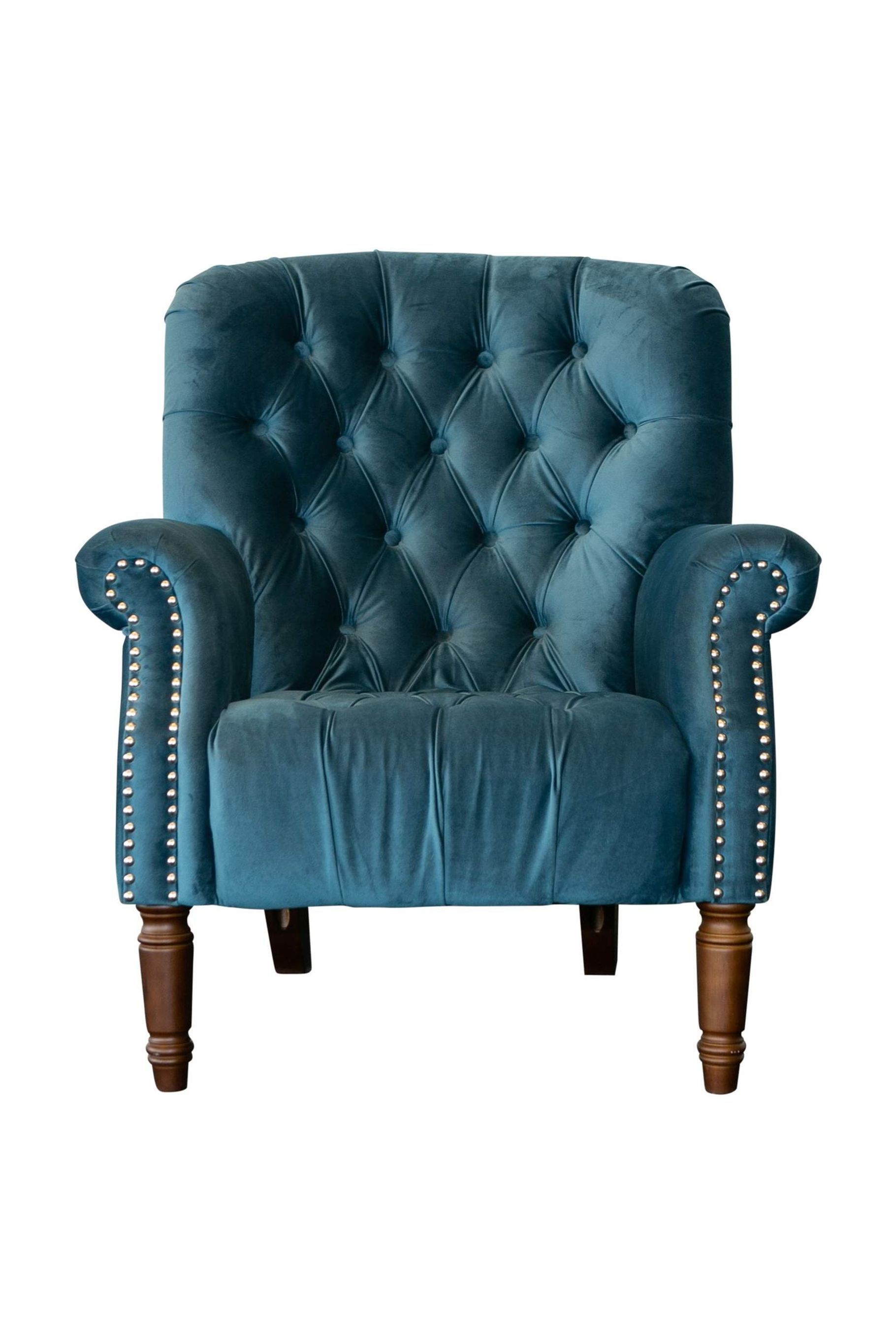 Maurice buttoned armchair in blue velvet, OneWorld Collection