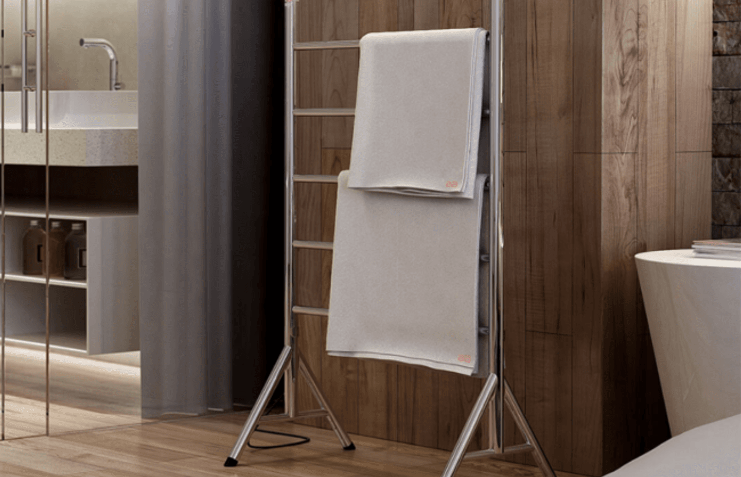 NATURAL 5 Bar 650mm free standing heated towel rail with PTSelect Switch