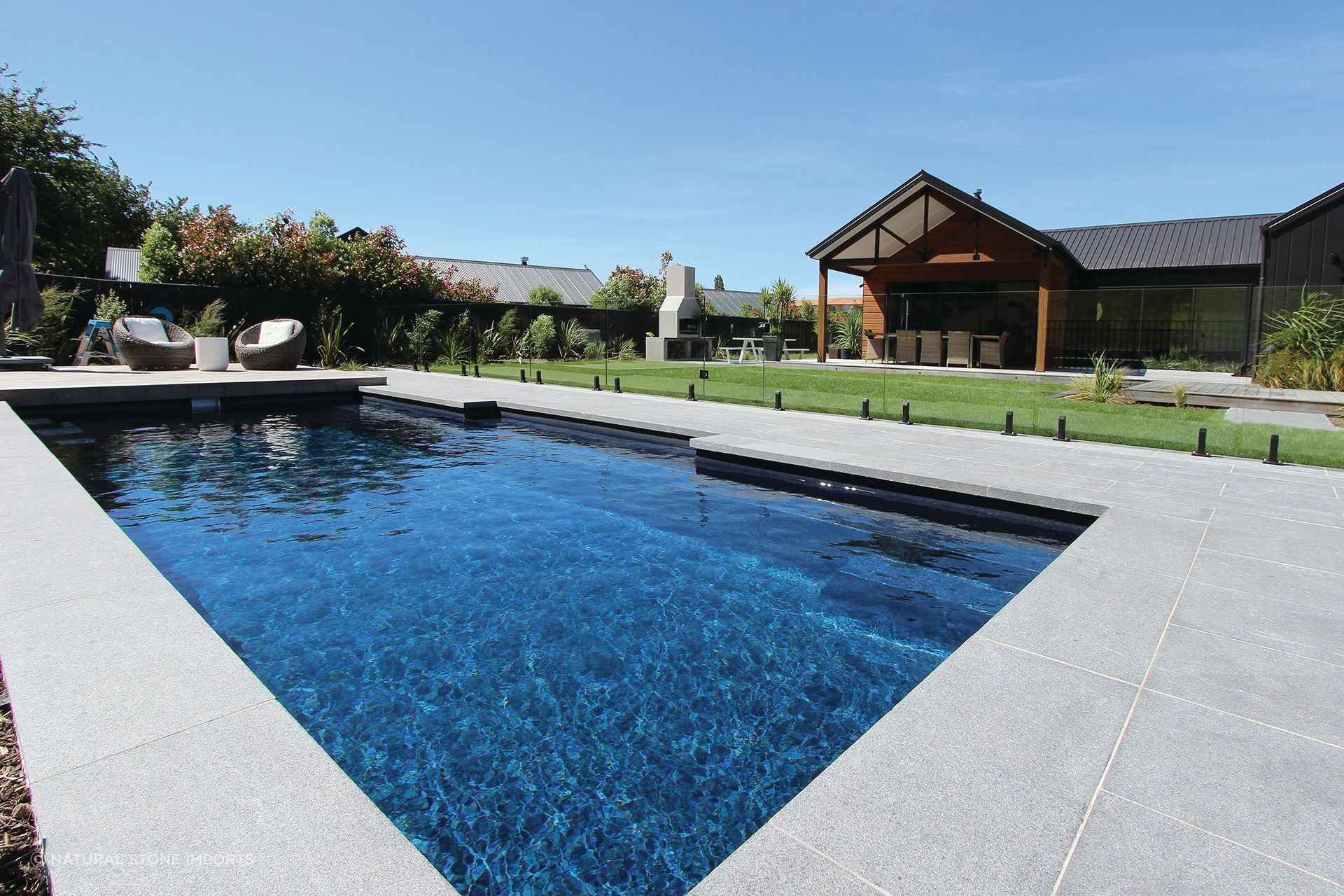 Grey Granite Dropface Coping & Paving