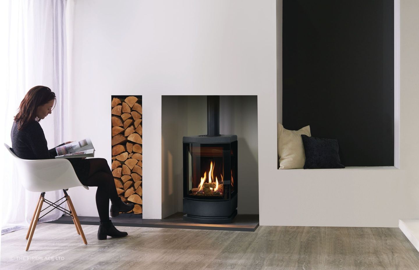 Fan-free and quiet, the Gazco Loft 3-Sided Freestanding Gas Fireplace is a great lifestyle choice for a fireplace.