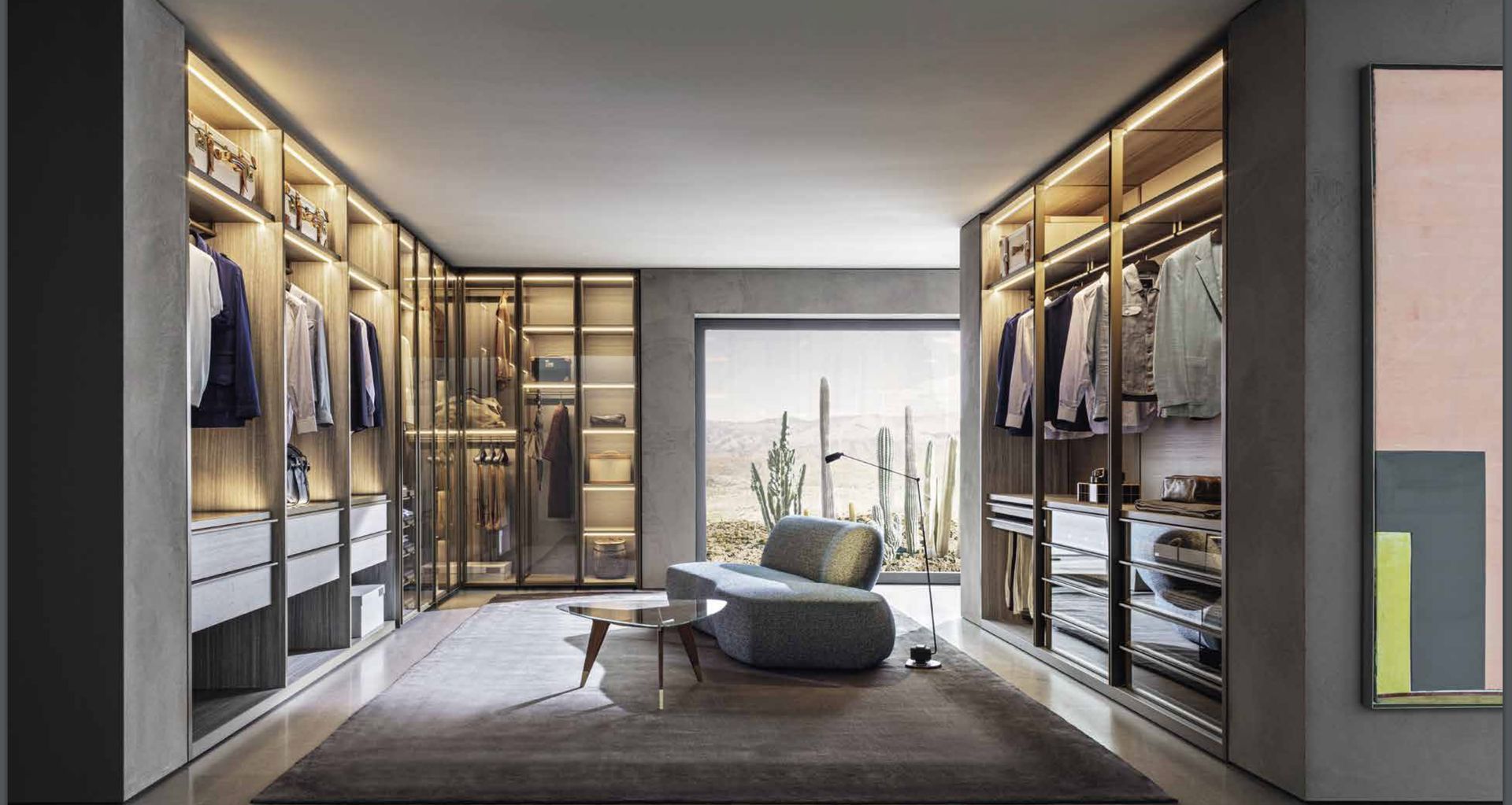 The Gliss Master wardrobe system with an exceptional assemblage of customisable materials of materials and finishes.