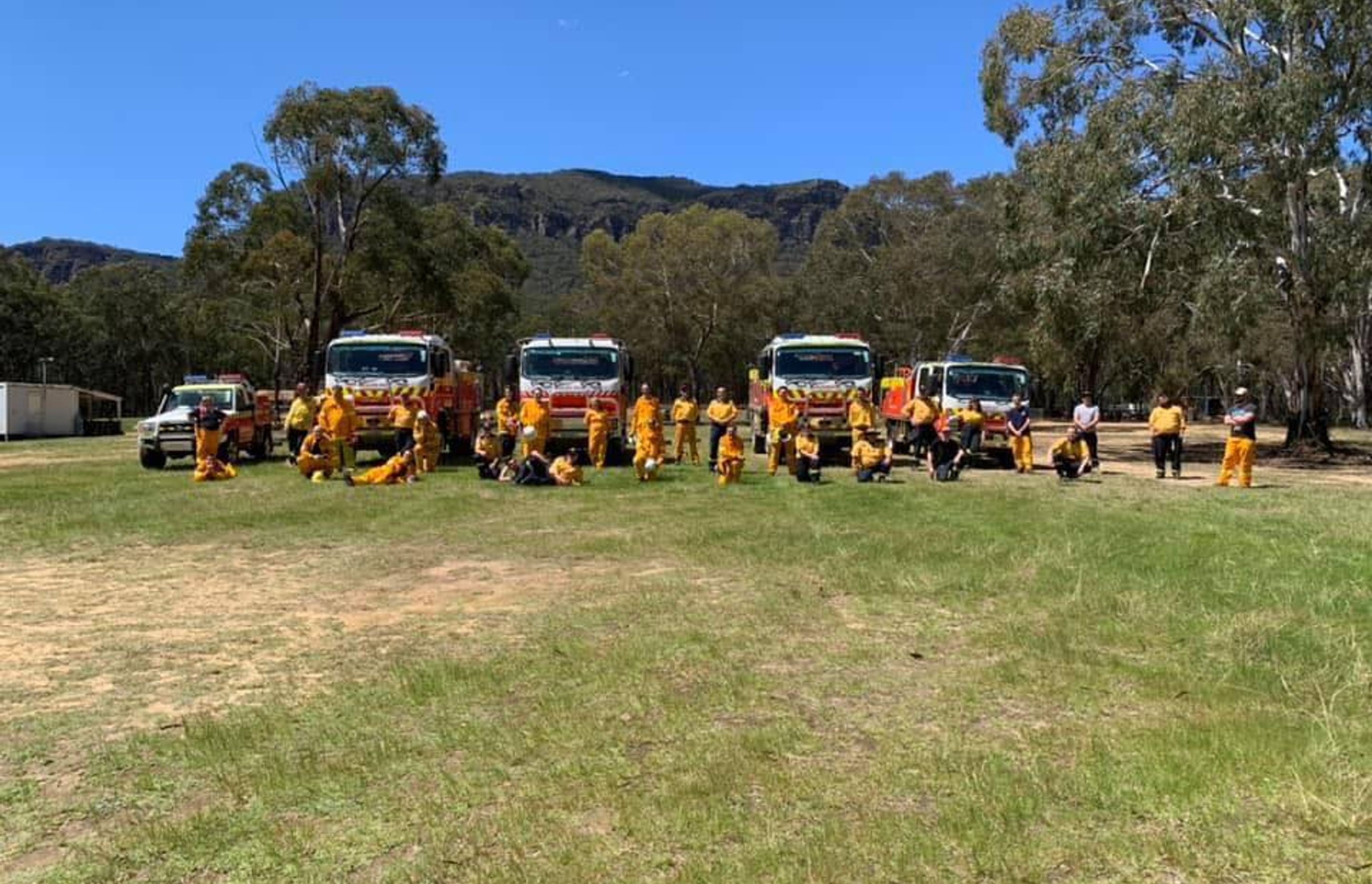 The RFS Blue Mountains West Sector 2020 Graduating crew at the Megalong Valley Show Ground. Source: Facebook