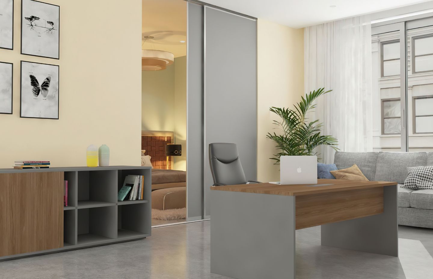 Working as if in a real office: a separate study is ideal for work concentration but also for receiving customers. Photo: Hettich