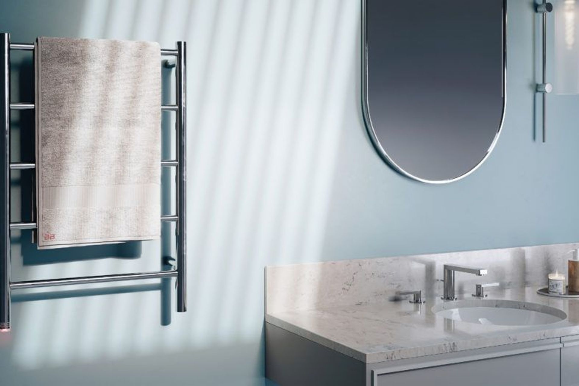 NATURAL 5 Bar 500mm heated towel rail with PTSelect Switch