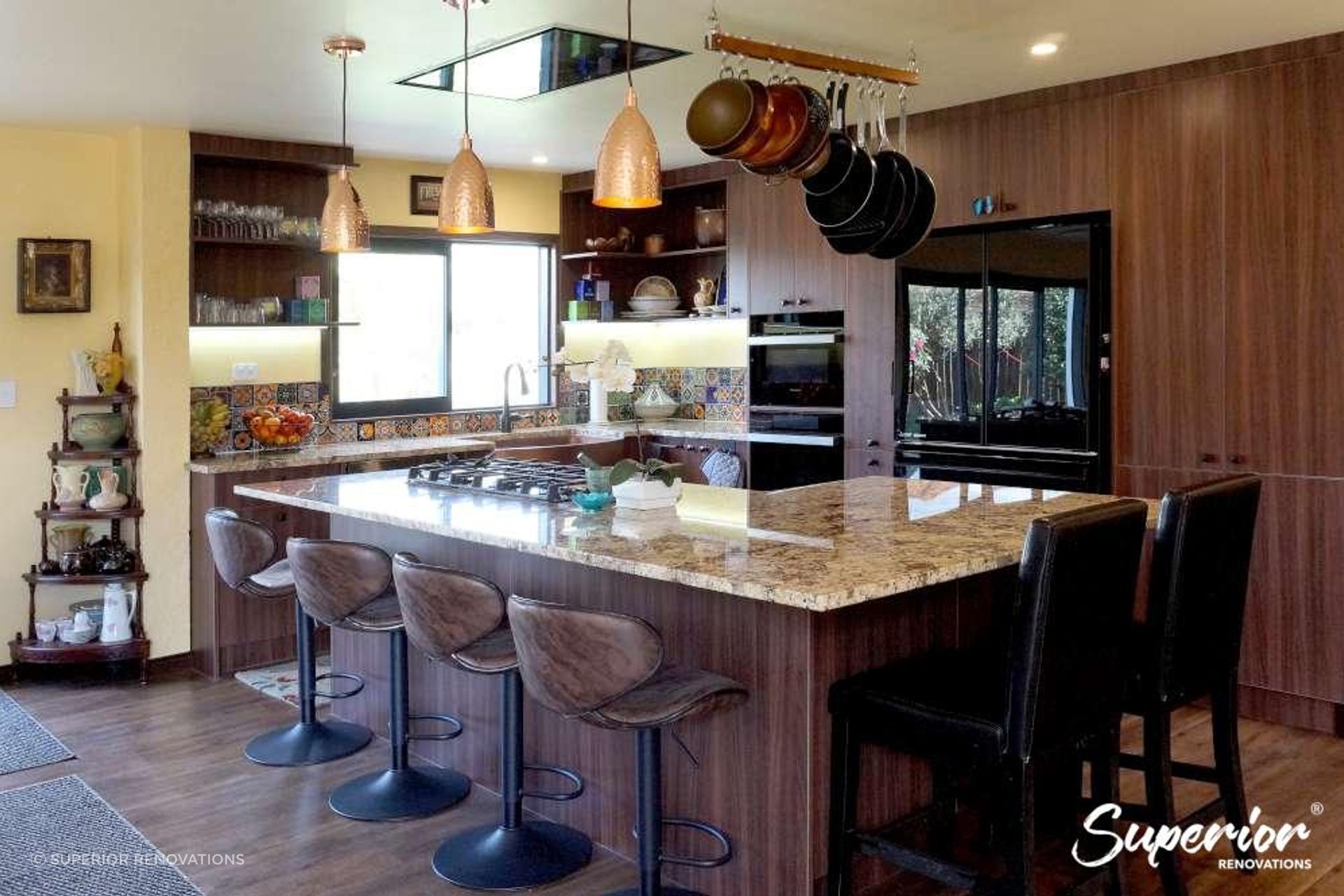 Example of a hanging pot rack to utilise space