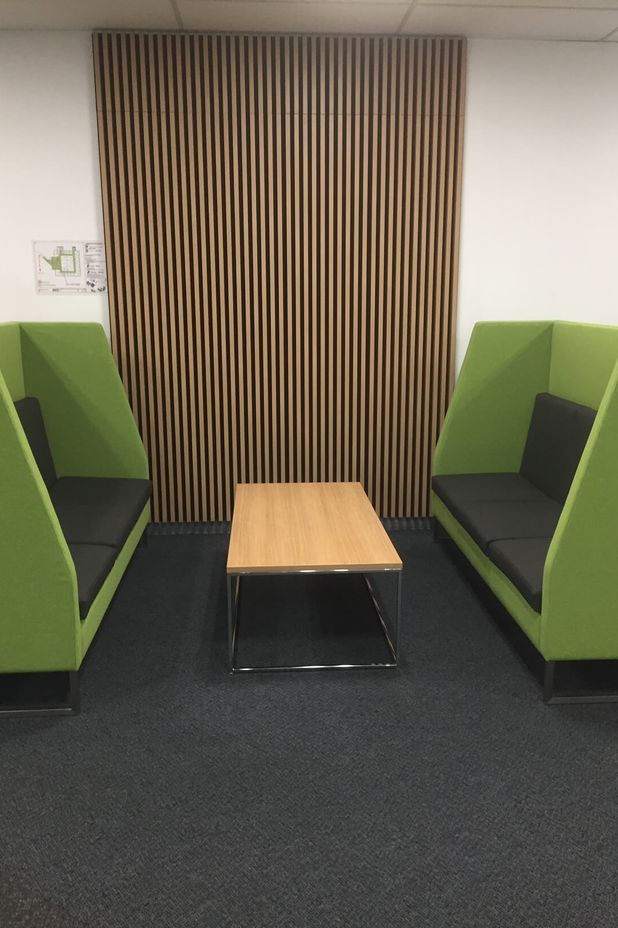 High back Collaborative furniture can assist with acoustics