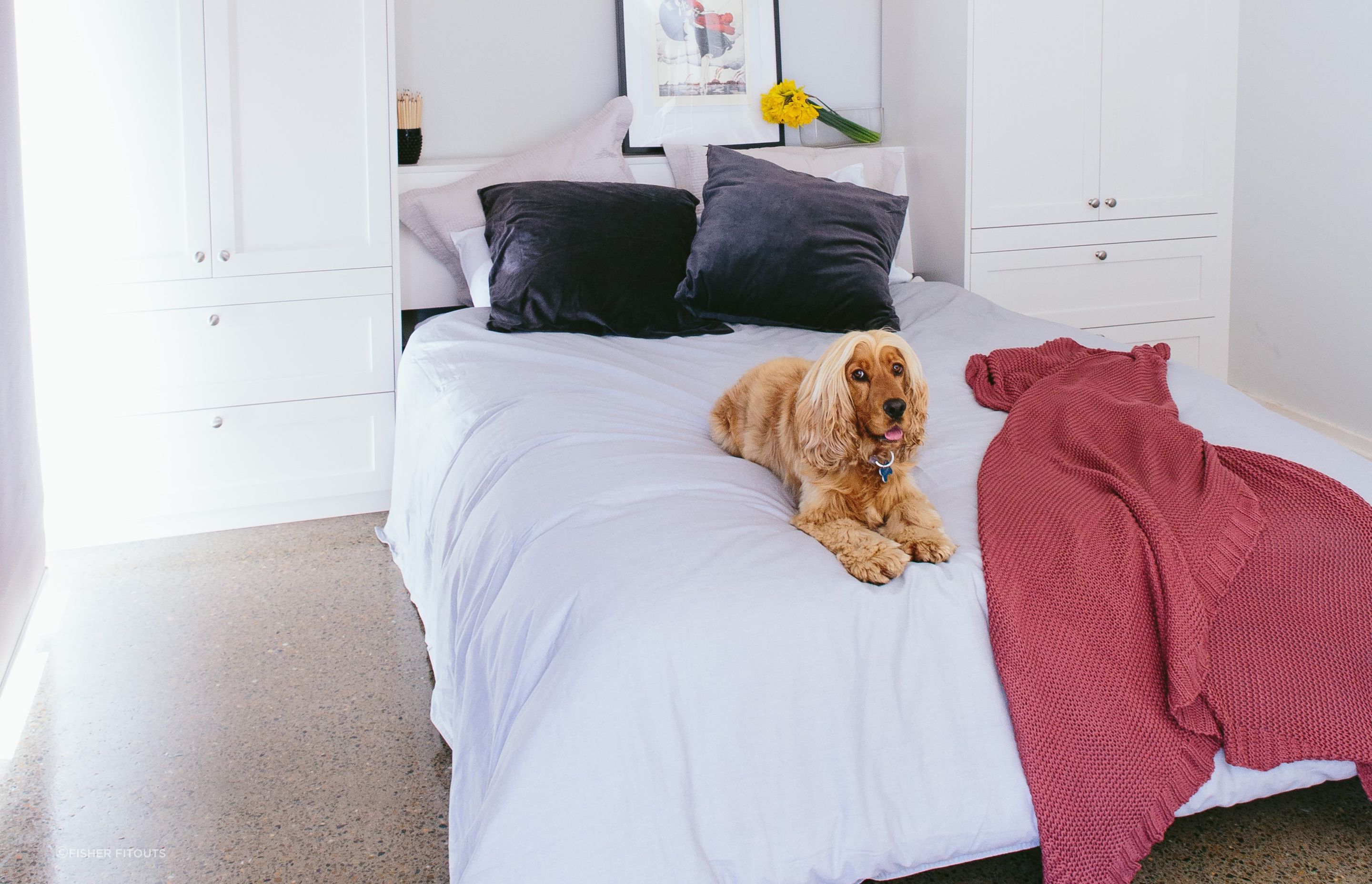 Bed sheets need to be durable enough to withstand all sorts of daily wear and tear, never more adorably demonstrated than in this beautiful fitout in NSW