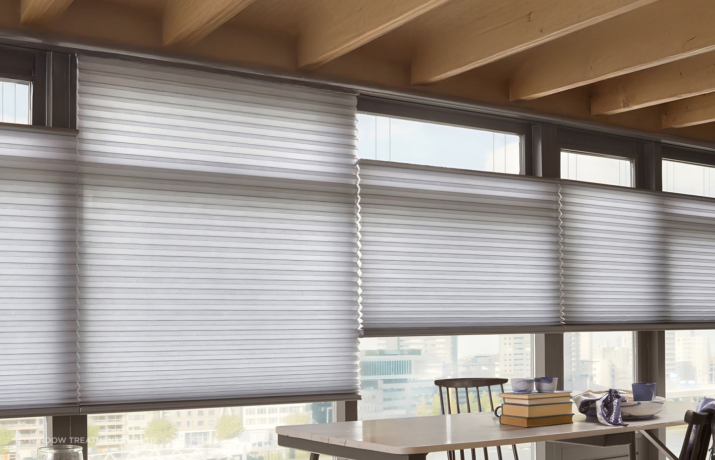 New Honeycomb fabrics are available in a variety of tones and textures from blackout to light filtering.