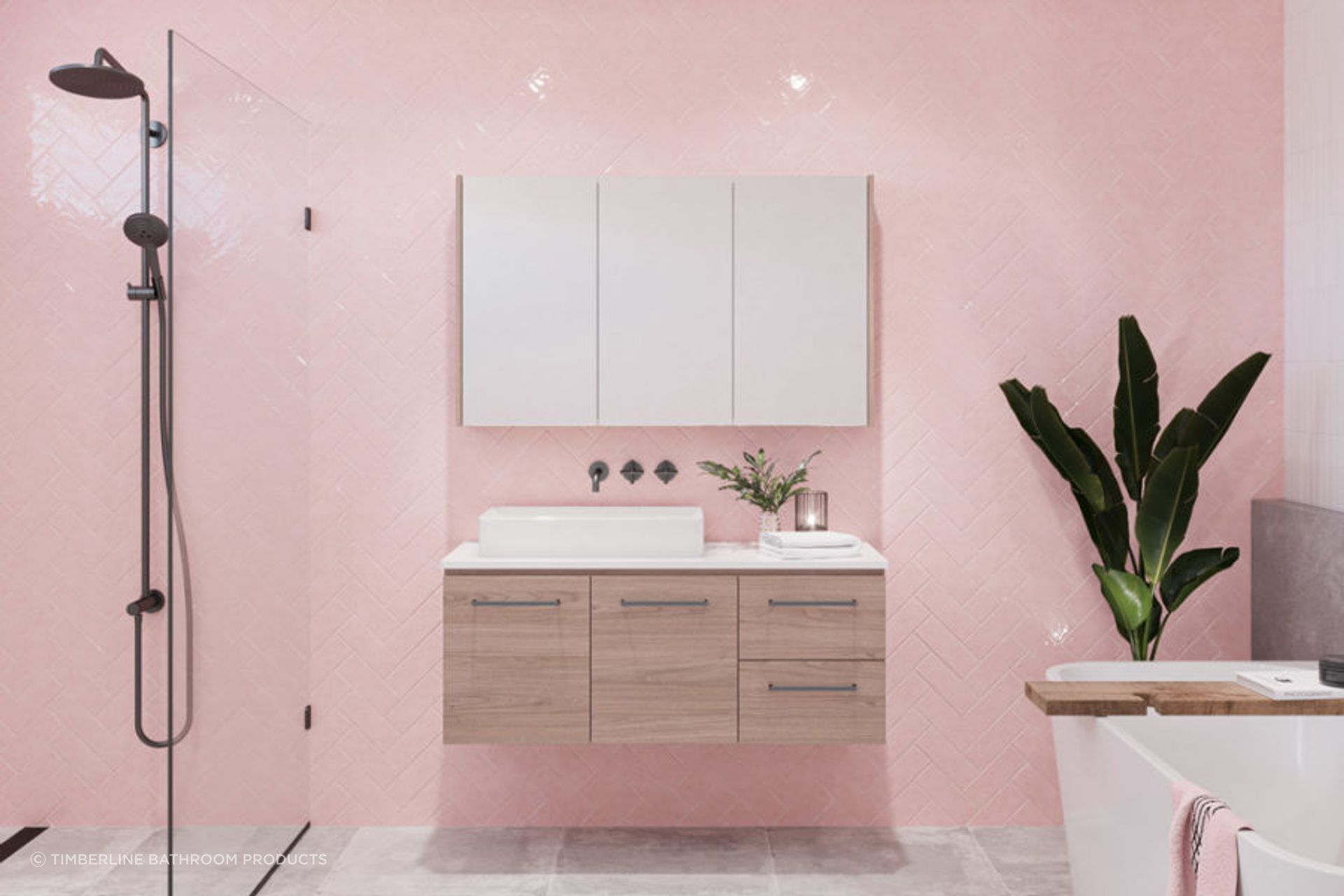 A great example of a floating vanity with the Houston Vanity