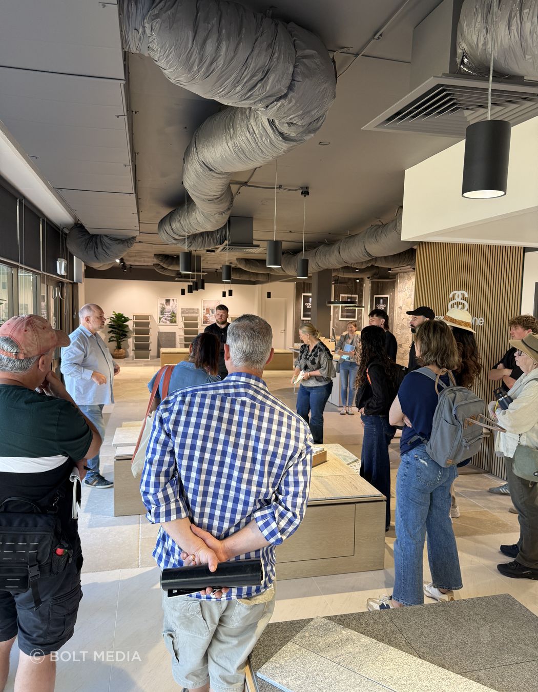 TAFE Diploma of Landscape Design students visiting in November 2025. Claudia Crawley from Grindstone Landscapes brought her final-term students for an in-depth exploration of natural stone selection, finishes, and installation with Gary Bazzana at our Artarmon showroom.
