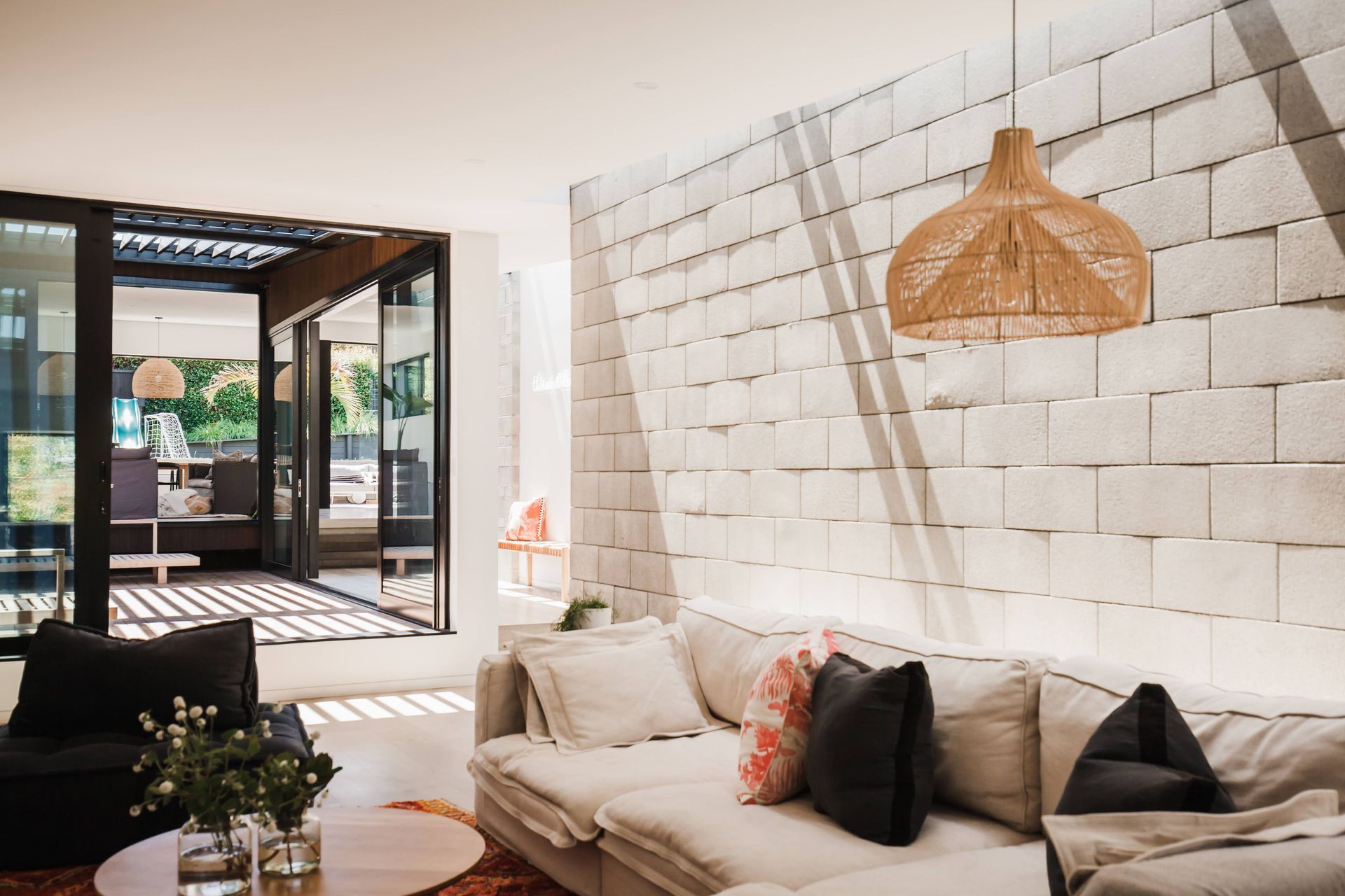 The rumpus room has a relaxed feel with plenty of natural light from above.