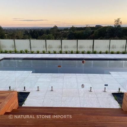 White Quartzite Dropface Coping & Paving