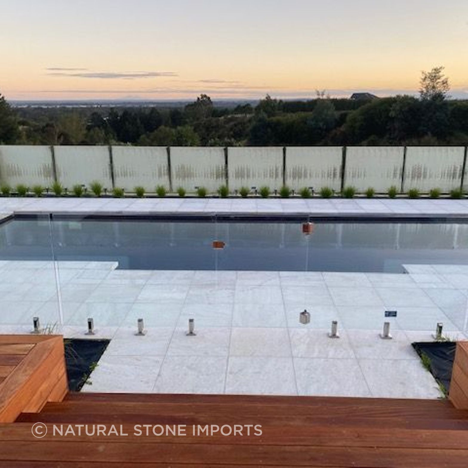White Quartzite Dropface Coping & Paving
