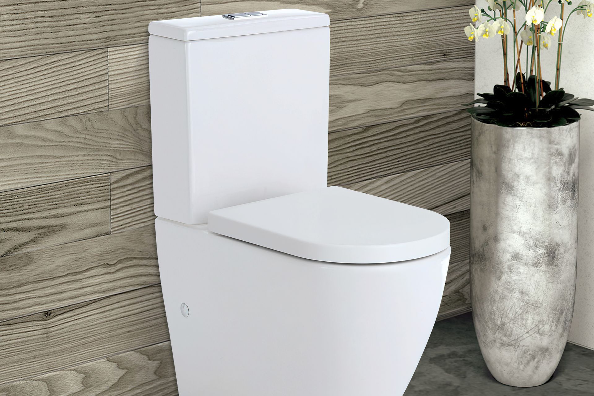 The classic styling of the Koko Back-to-Wall Toilet Suite