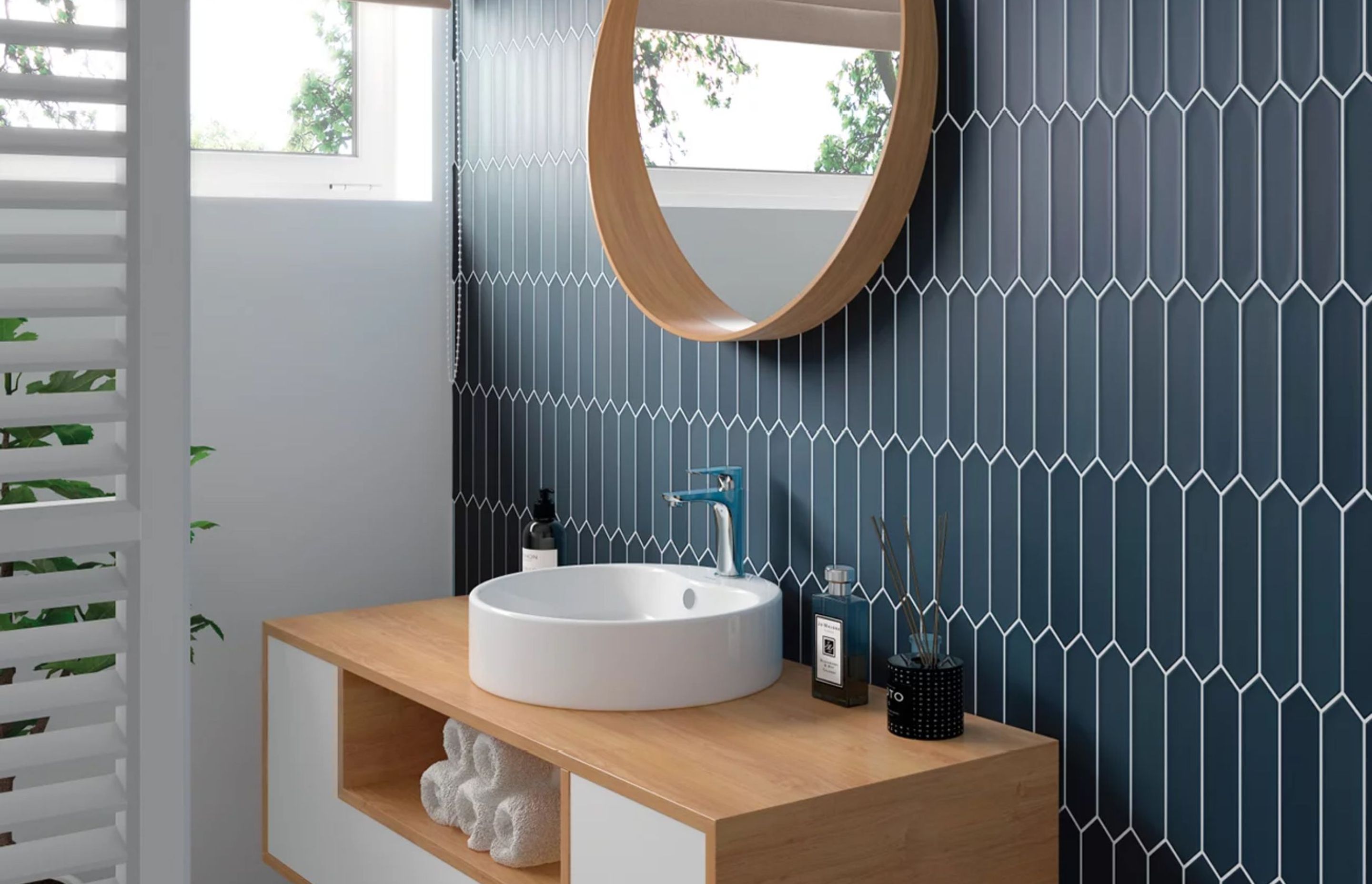 Smaller tiles offer versatility in awkwardly-shaped spaces.