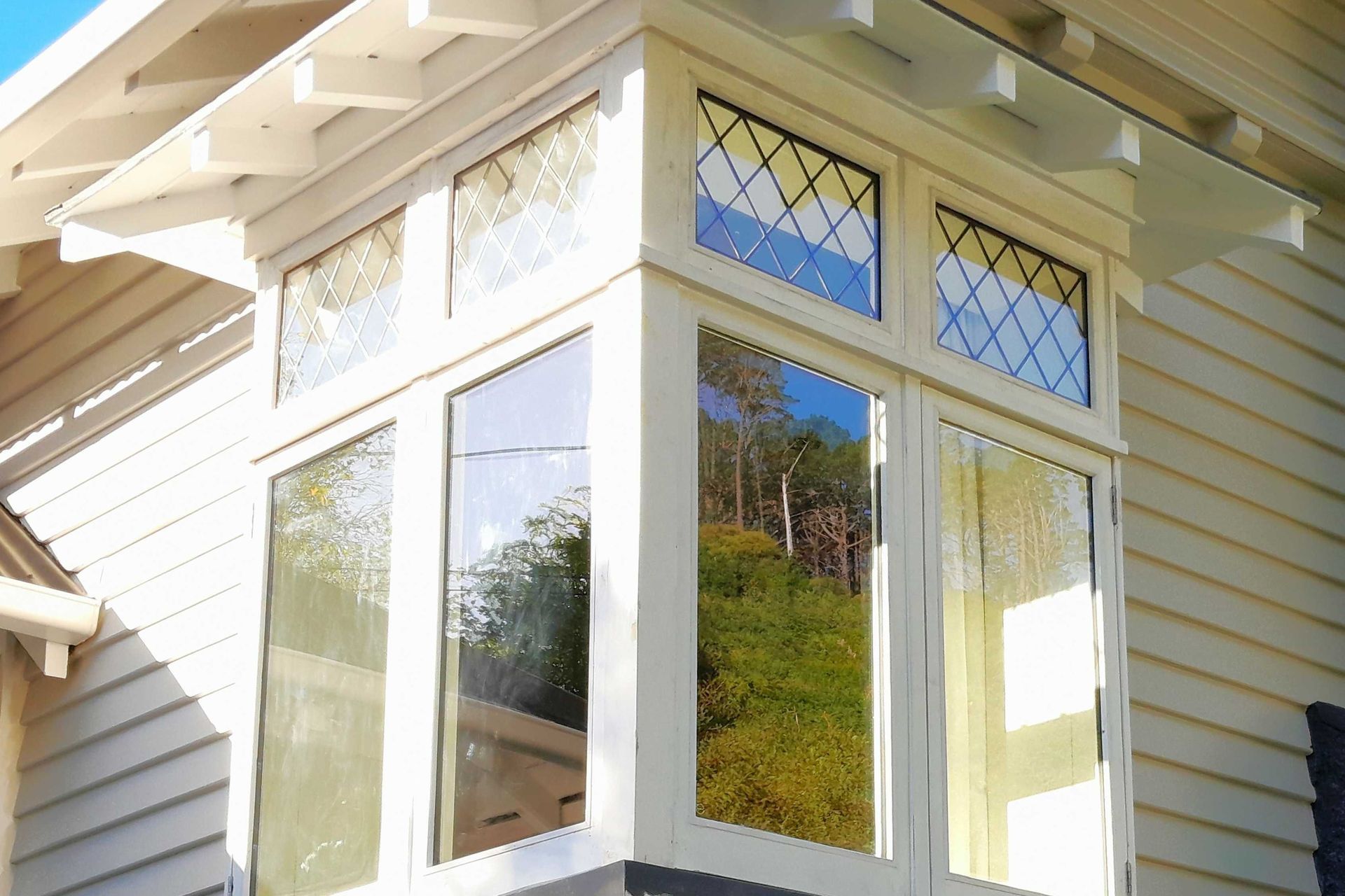 Leadlights encased in double glazing with the original timber frames keep the lovely character of this home.