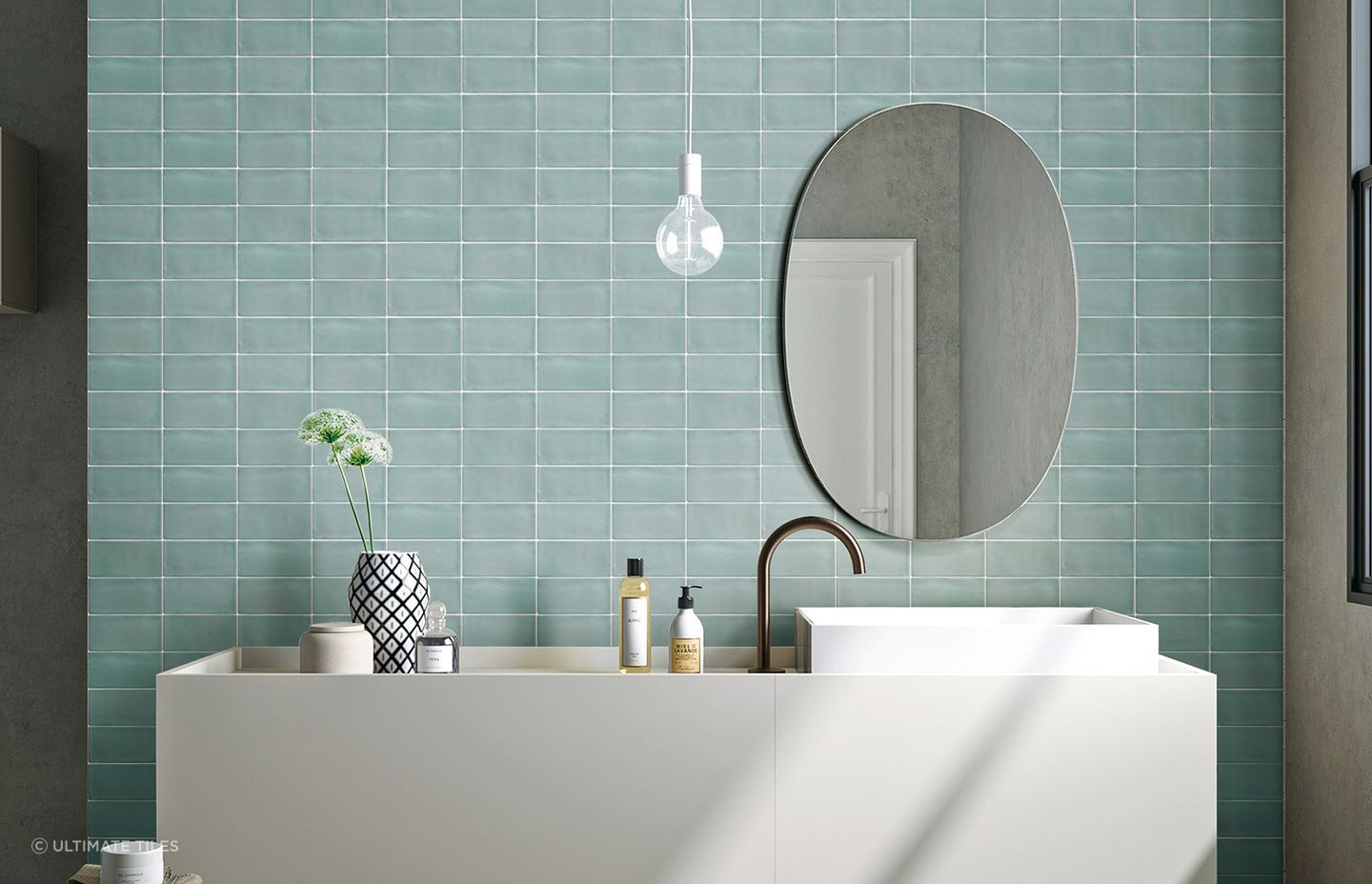 The refreshing Luxe Mint tiles from Ultimate Tiles