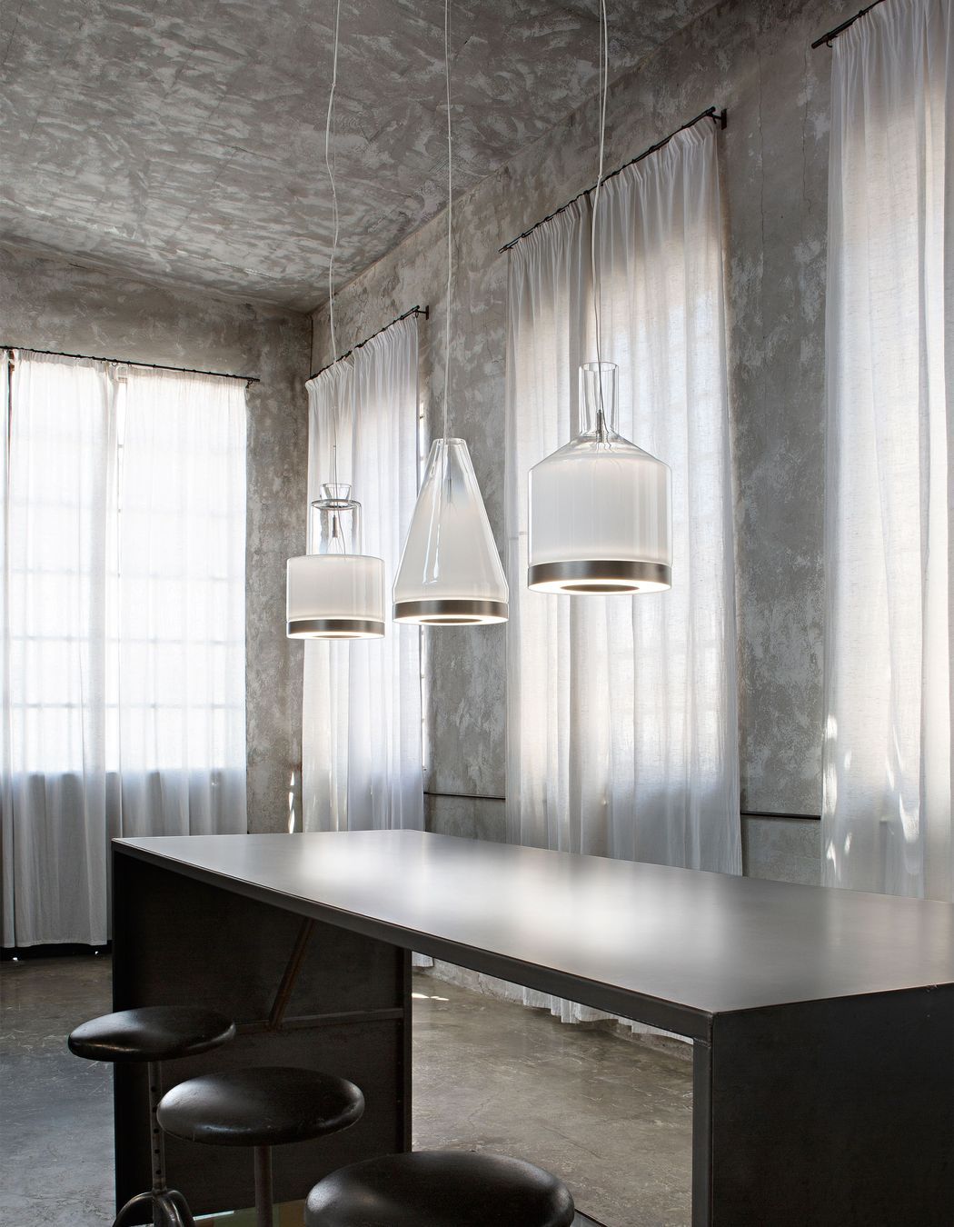 Medea pendants, characterised by their geometric shapes and possible to be hung individually or as a collection