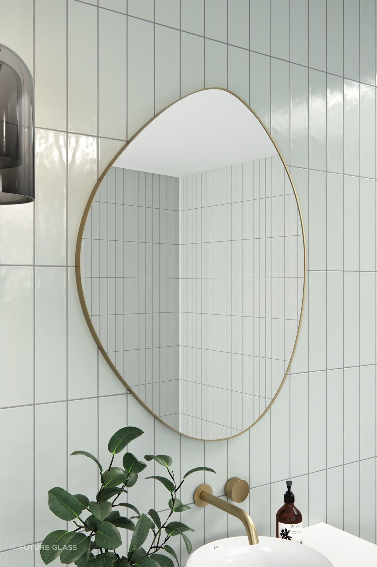 A pebble-shaped bathroom mirror offers a refreshing twist on traditional bathroom mirror shapes. Featured product: Pebble Shape Mirror