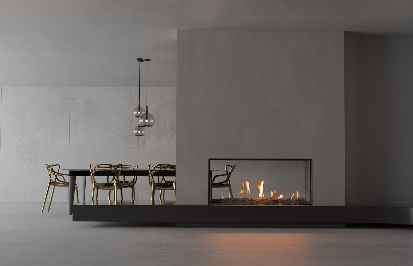 The double sided KS1460 gives you more to look at – creating a fiery view right through to the next room. A contemporary way to visually connect two spaces.